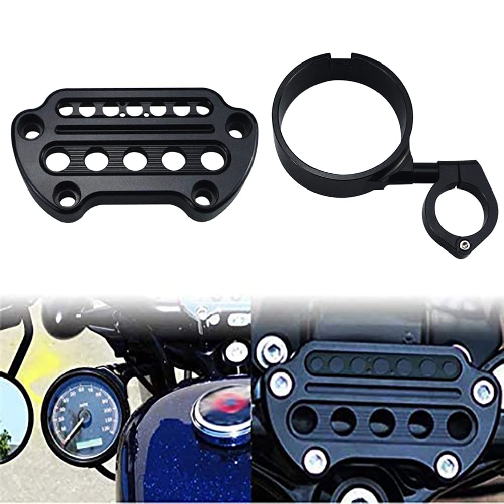 Wowtk Side Mount Instrument Bracket+Speedometer Relocation Cover Fits For Harley Sportster Xl Models 1993-2020 Xl883 Xl1200 Iron 883 Forty-Eight 72 48,Gloss Black
