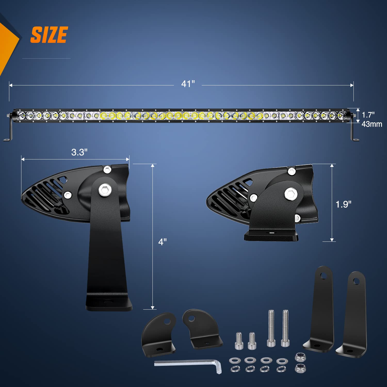 Nilight Ni04-200W 1Pc Led 41Inch 200W Spot Flood Combo Single Row 19000Lm Off Road 3D Fog Driving Roof Bumper Light Bars For Jee