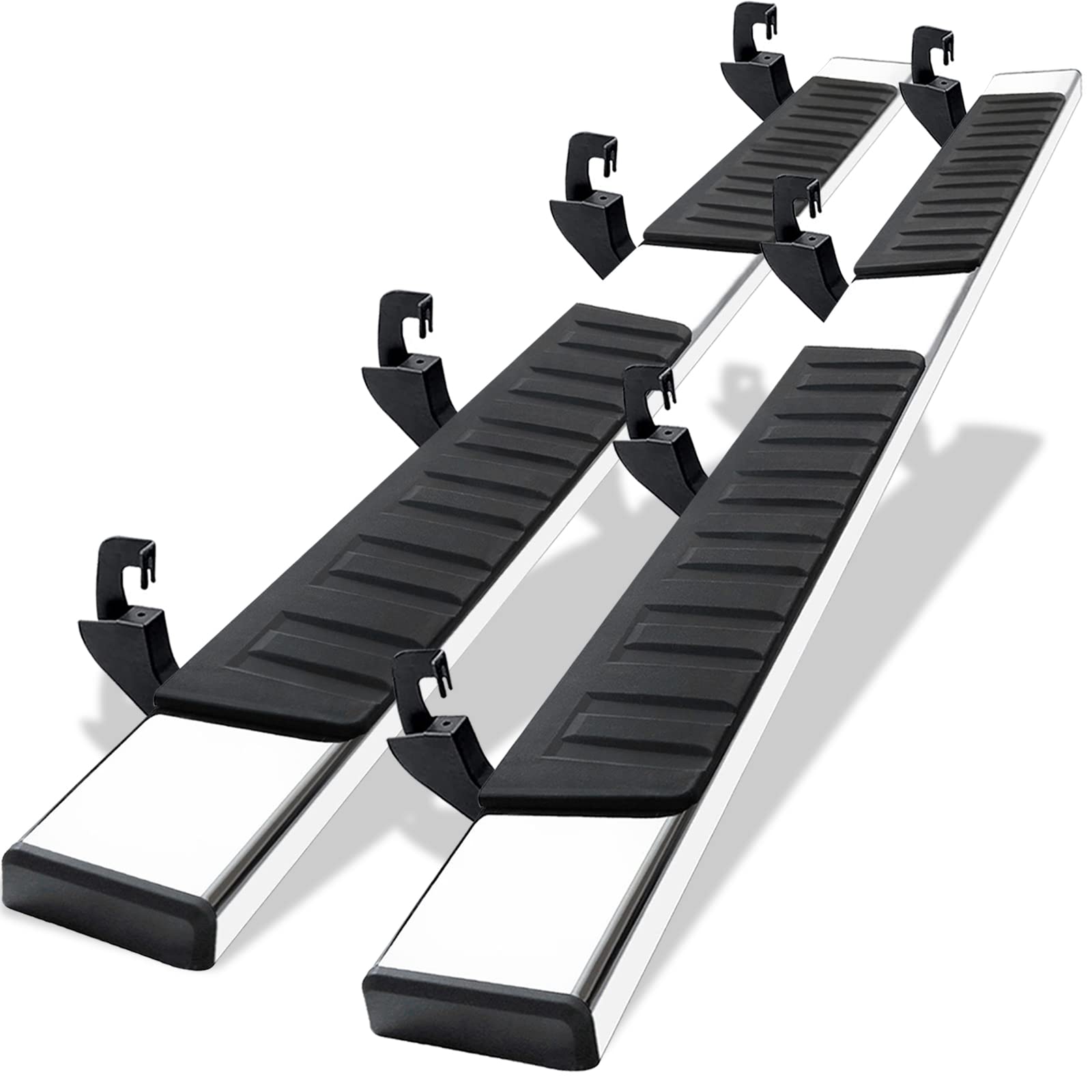 Comnova 6' Running Boards Compatible With 07-18 Chevy Silverado/Gmc Sierra 1500 Crew Cab; 07-19 2500 3500Hd. Running Boards For Silverado Crew Cab(Including In 8 Brackets With Plastic Covers)