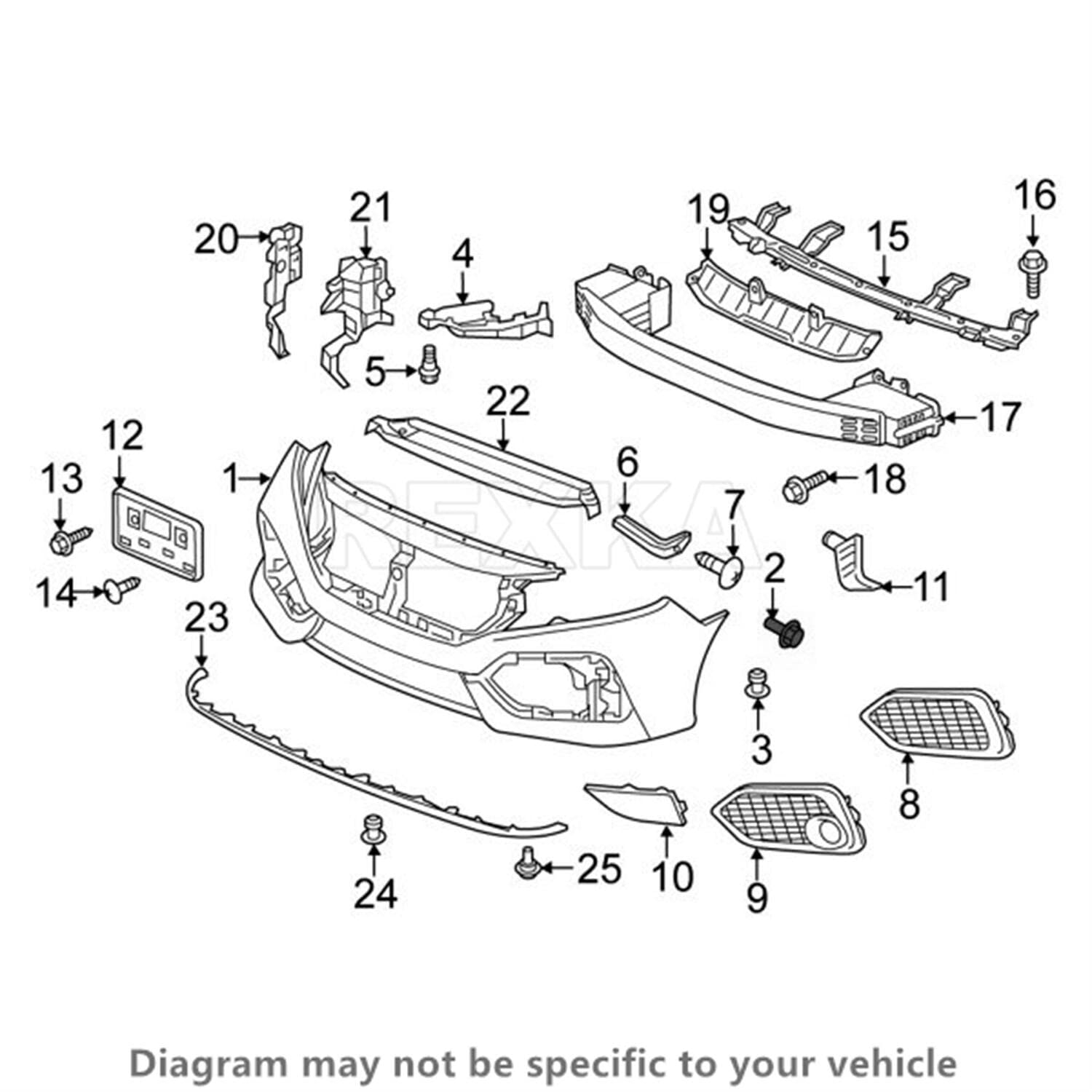 Rexka 15Pcs Bumper Cover Fender Liner Splash Shield Screw Retainer 90103-Ta0-000 Compatible With Honda Acura Accord Civic Cr-V Cr-Z Crosstour Fit Hr-V Insight Odyssey Passport Pilot Ridgeline