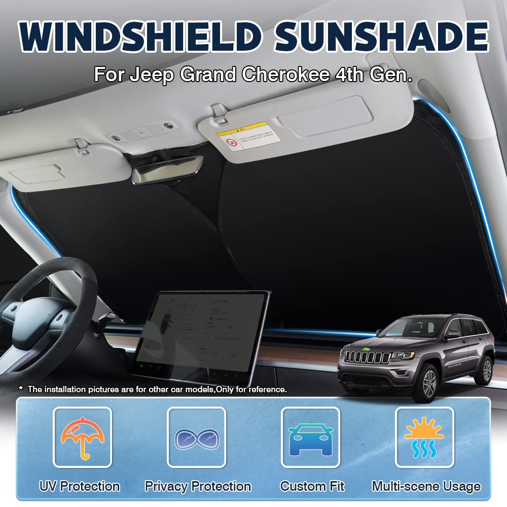 Karltys Sunshade For Jeep Grand Cherokee 2011-2021 Accessories (Not For Grand Cherokee L/Cherokee) Windshield Shade 240T Reflect