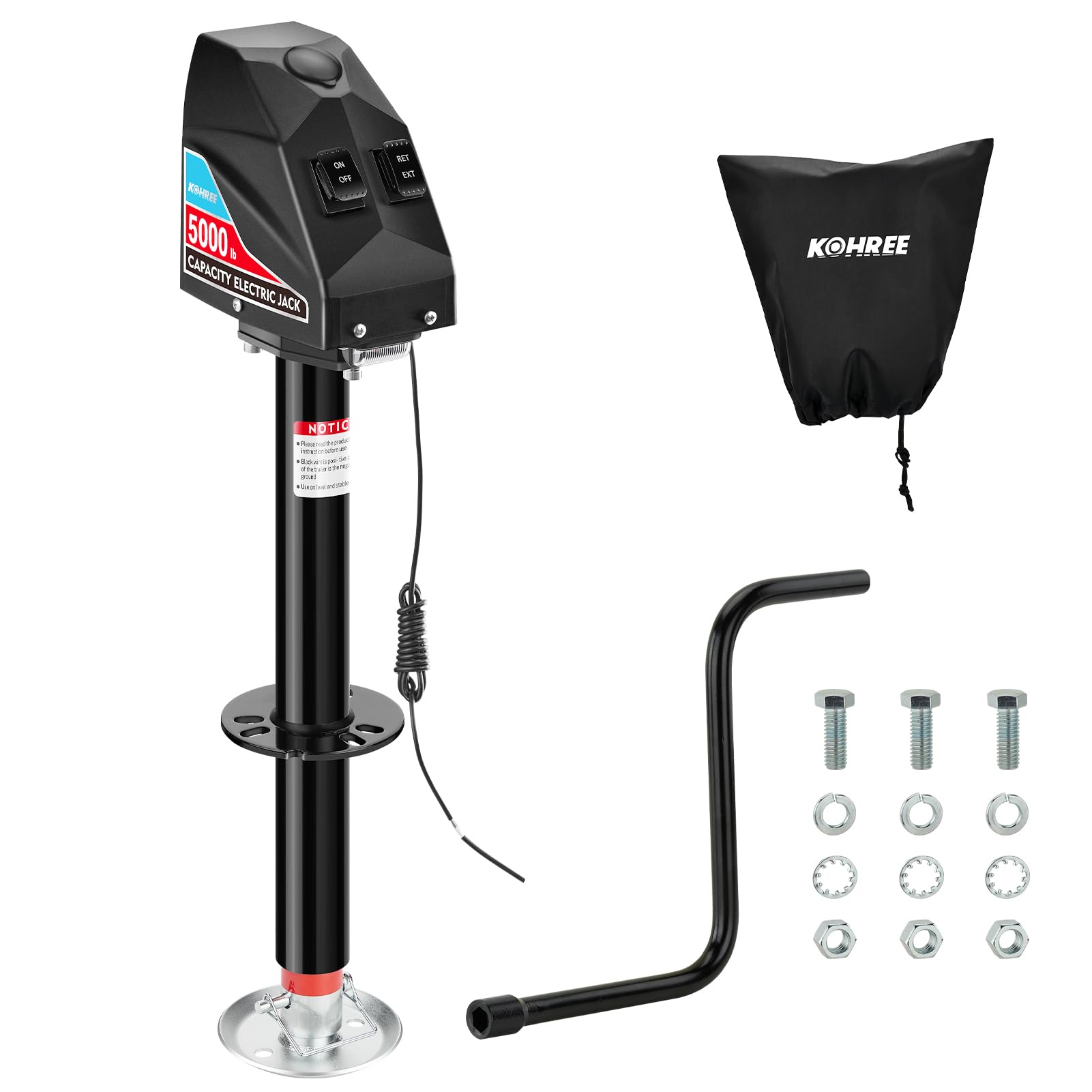 Kohree Electric Trailer Jack 5000Lbs, Heavy Duty A-Frame Electric Power Tongue Jack With Waterproof Cover & Led Light For Travel