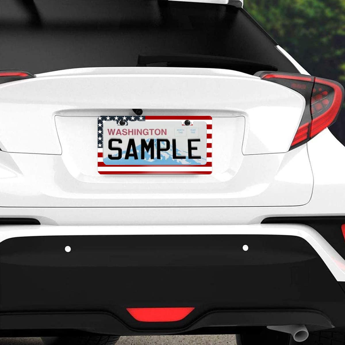 Patriotic American Flag License Plate Frame Stainless Steels Red White Blue Car Tag Holder Frames with 2 Holes and Screws 12 x 6