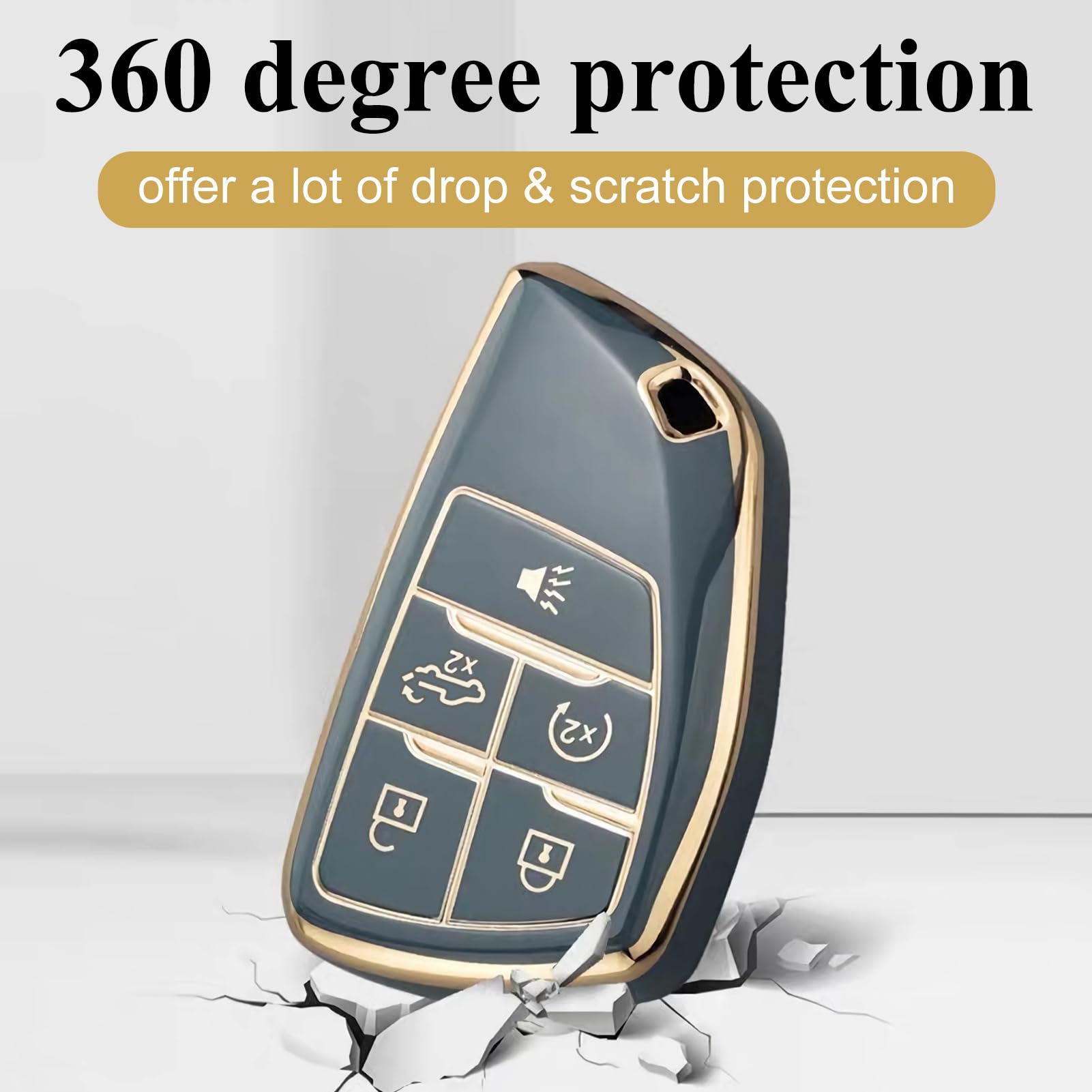 For Chevy Gmc Key Fob Cover, For 2022 2023 2024 Chevrolet Silverado 1500 Gmc Sierra 1500 2500Hd 3500Hd Buick Envision, Soft Tpu