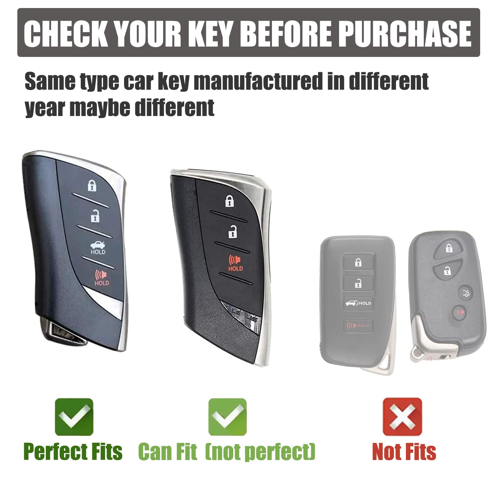 Gematay For Lexus Key Fob Cover, Key Case Shell Compatible With Lexus Es350 Es300H Ux200 Ls500 Ls500H Lc500 Lc500H Smart Key Pro
