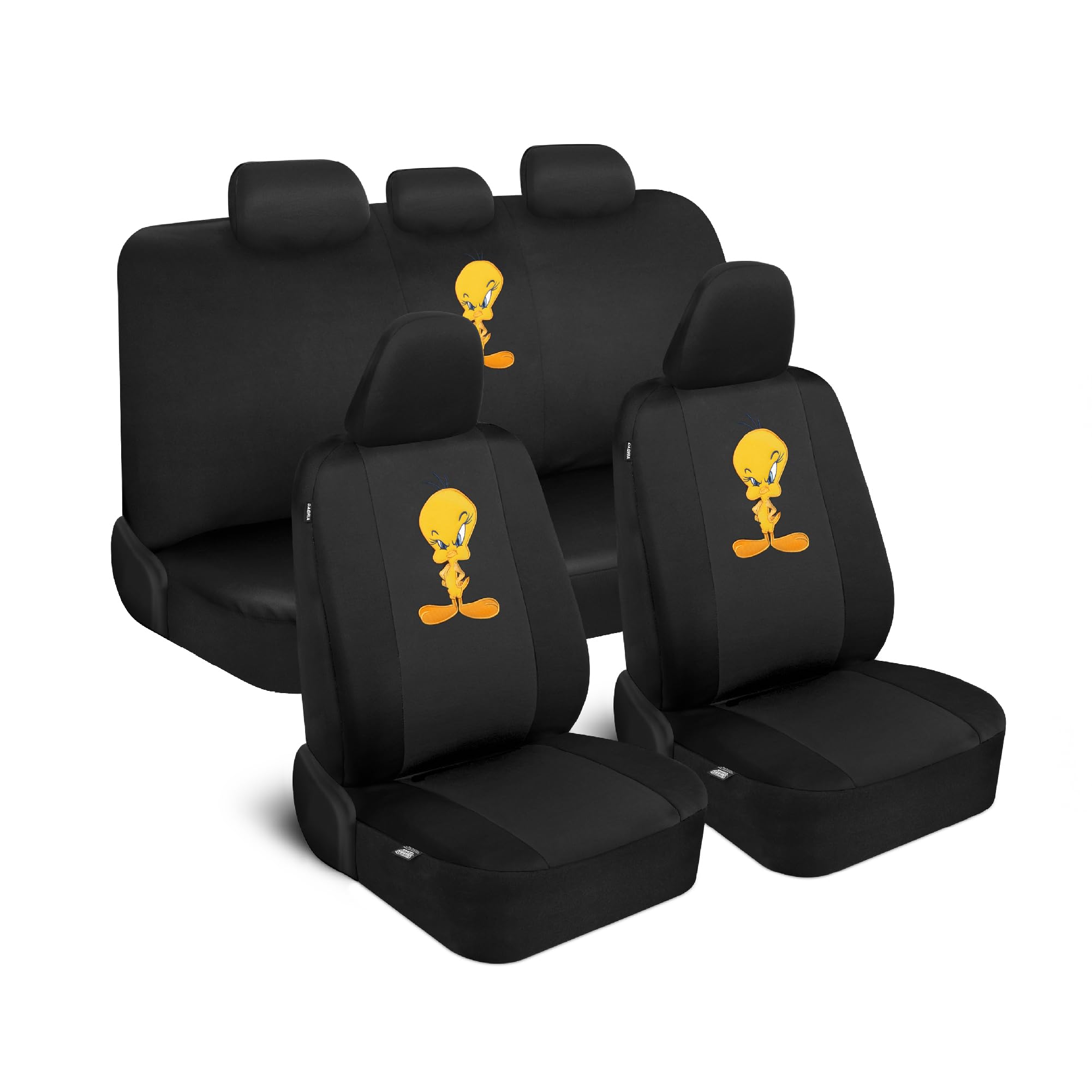 Bdk Warner Brothers Looney Tunes Tweety Bird Front & Rear Car Seat Covers Full Set - Easy To Install Durable & Stylish Polyester