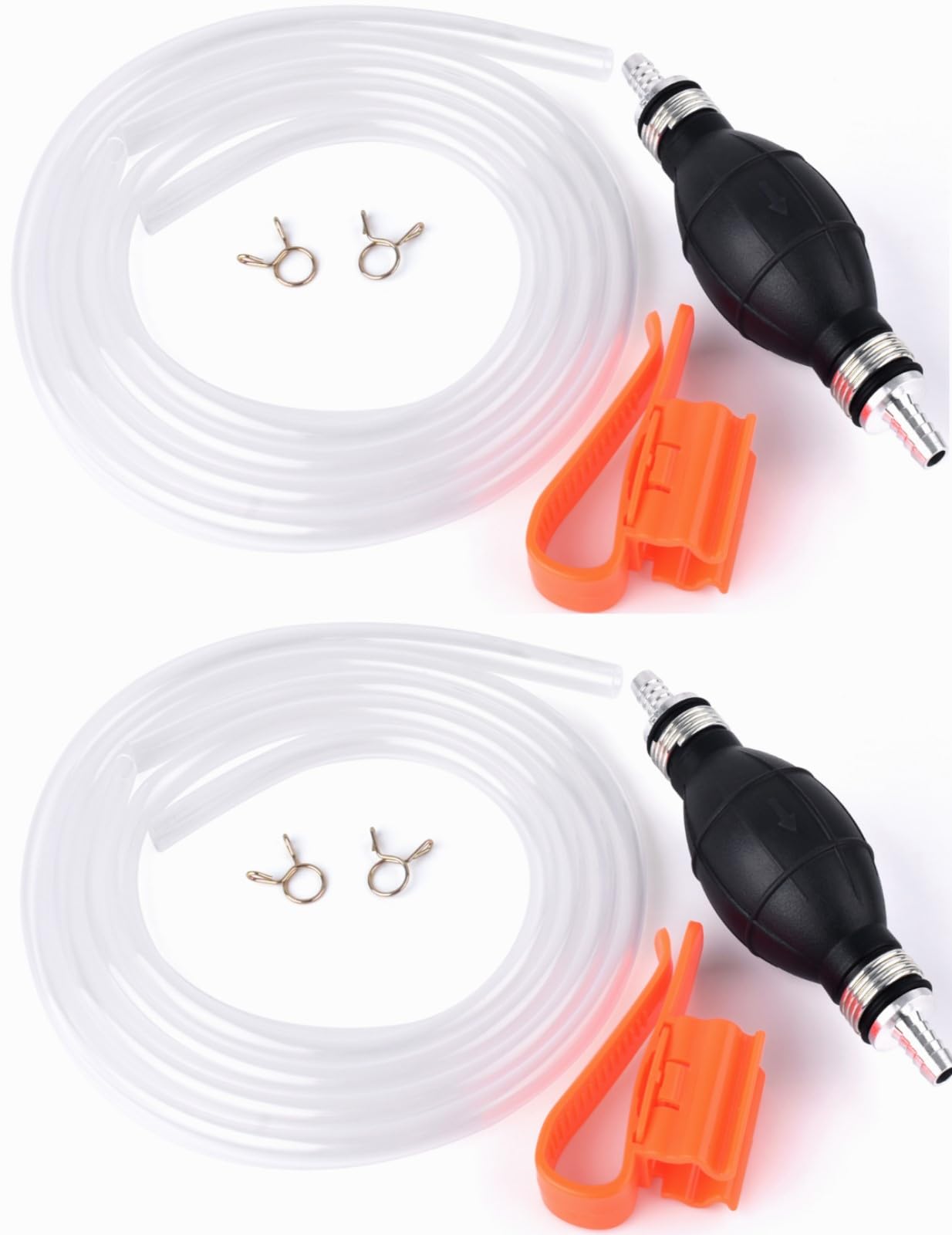 Katumo Gasoline Siphon Hose, 2 Kits Gas Oil Water Fuel Transfer Siphon Pump, Portable Widely Use Hand Fuel Pump, Fuel Transfer P