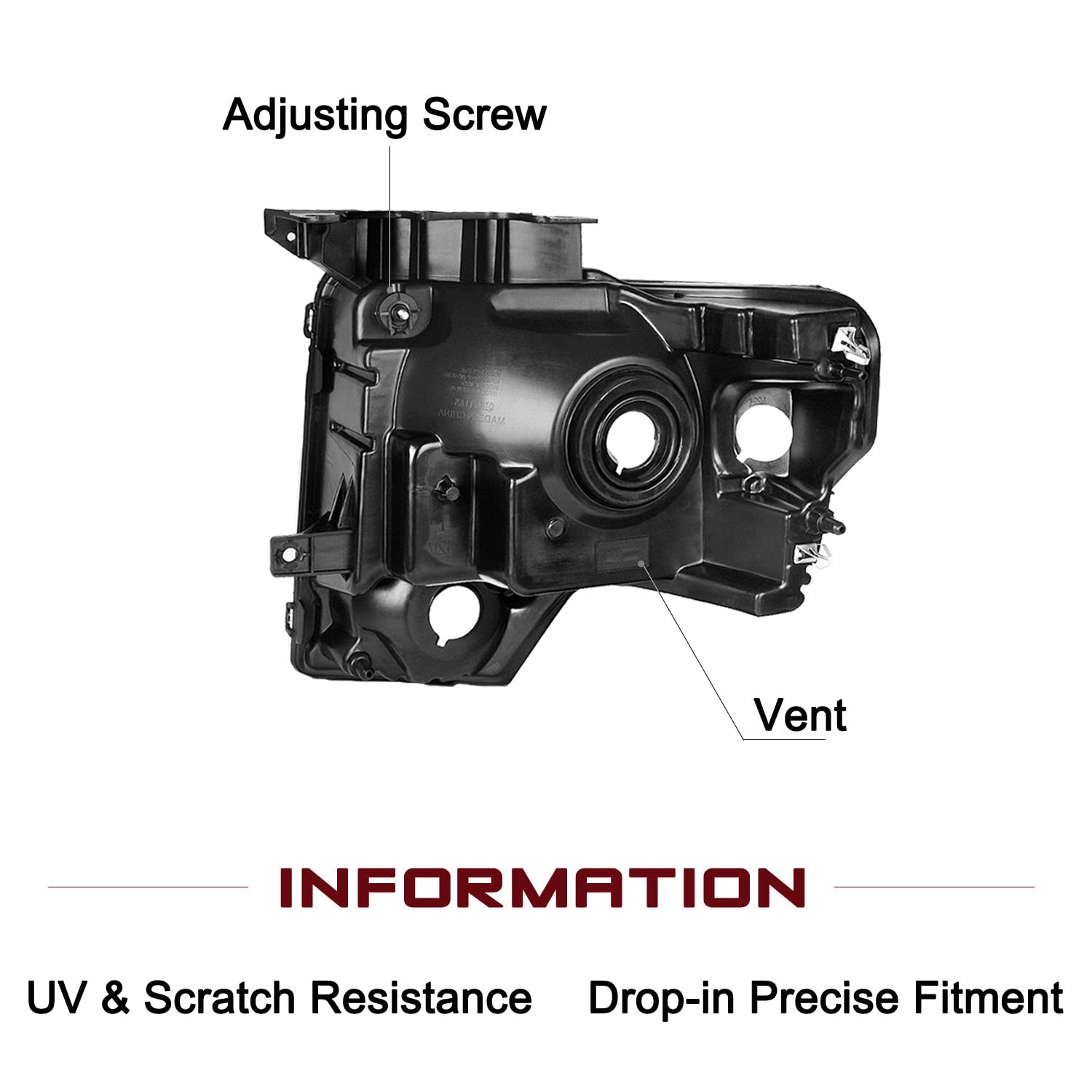 Jsboyat Headlight Assembly Replacement For 2009-2014 Ford F150 Pickup Passenger & Driver Side, Chrome Housing With Amber Reflector