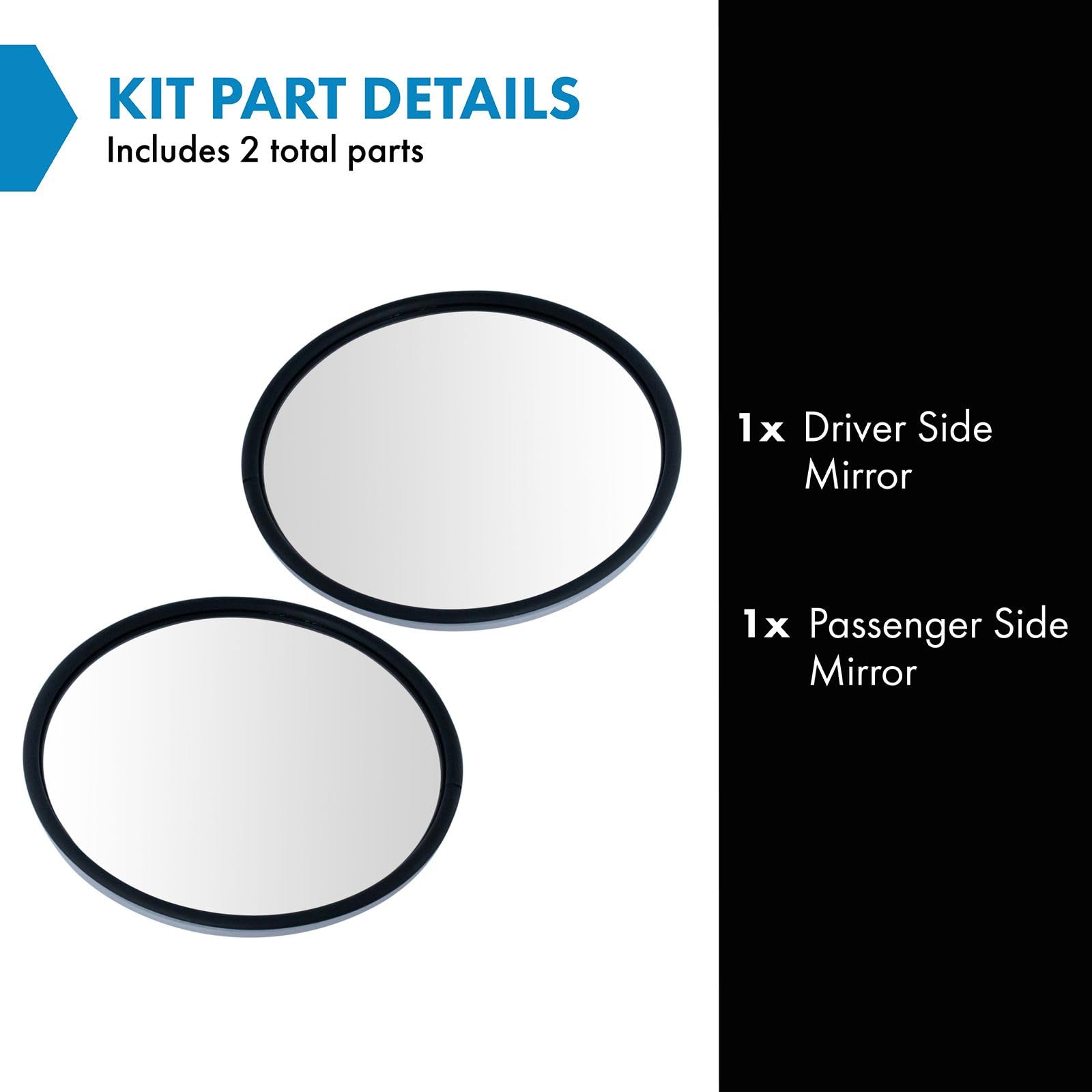 Trq 8.5'' Round Convex Mirror Pair Set Stainless Steel Heated Offset Stud W/Bracket