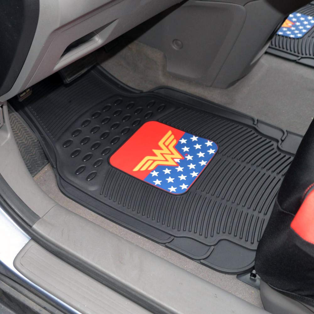 Bdk Warner Bros Dc Comics Classic Wonder Woman Car Accessories Floor Mats - Universal Fit, No-Slip Grip, All Weather Heavy Duty