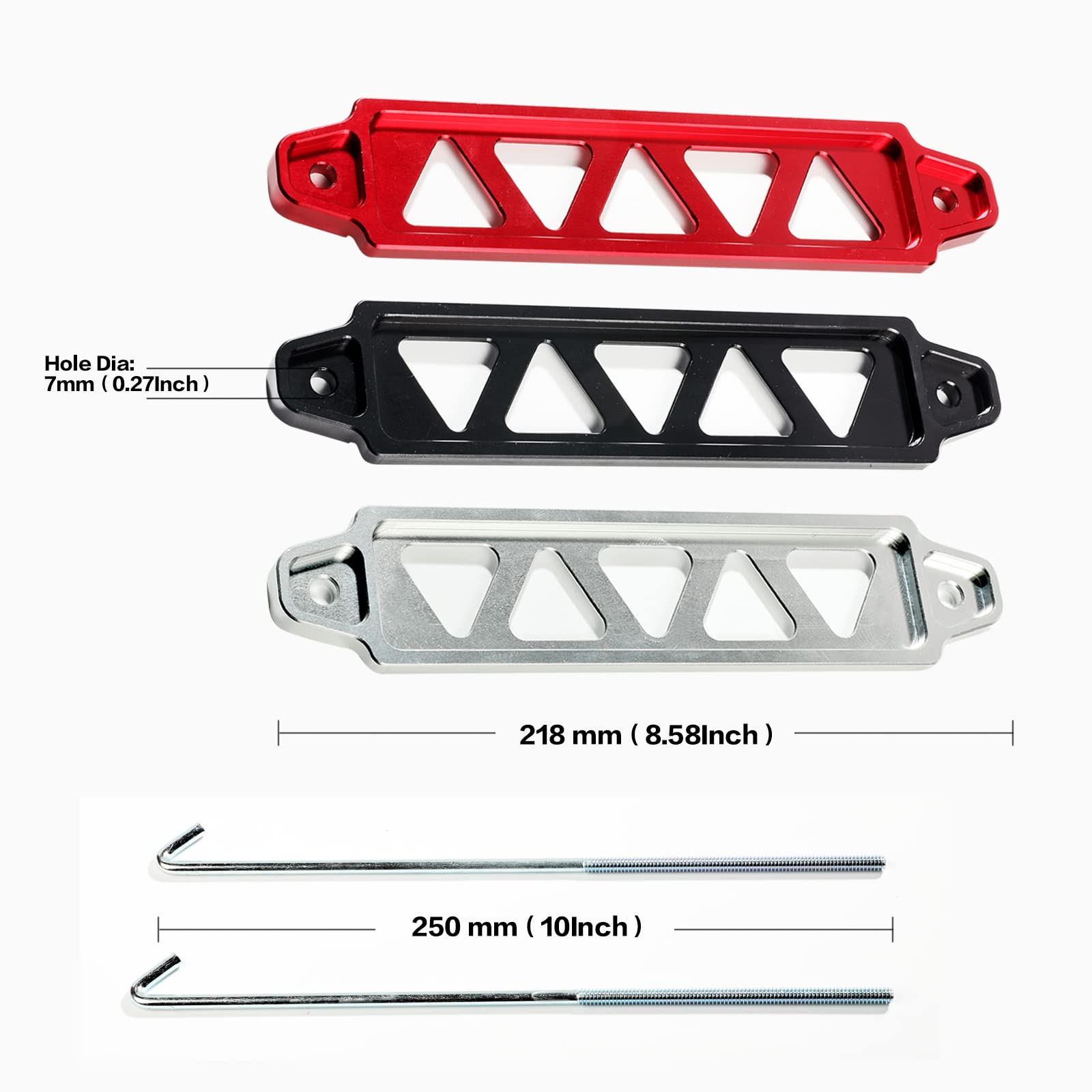 Battery Hold Down Bracket Holder, Car Battery Holder Kit With 10In J Bolts,Aluminum Alloy Battery Tie Down Mount Bracket, Battery Tray For Car Battery Mount Bracket Hold Lock Accessories (Silver)