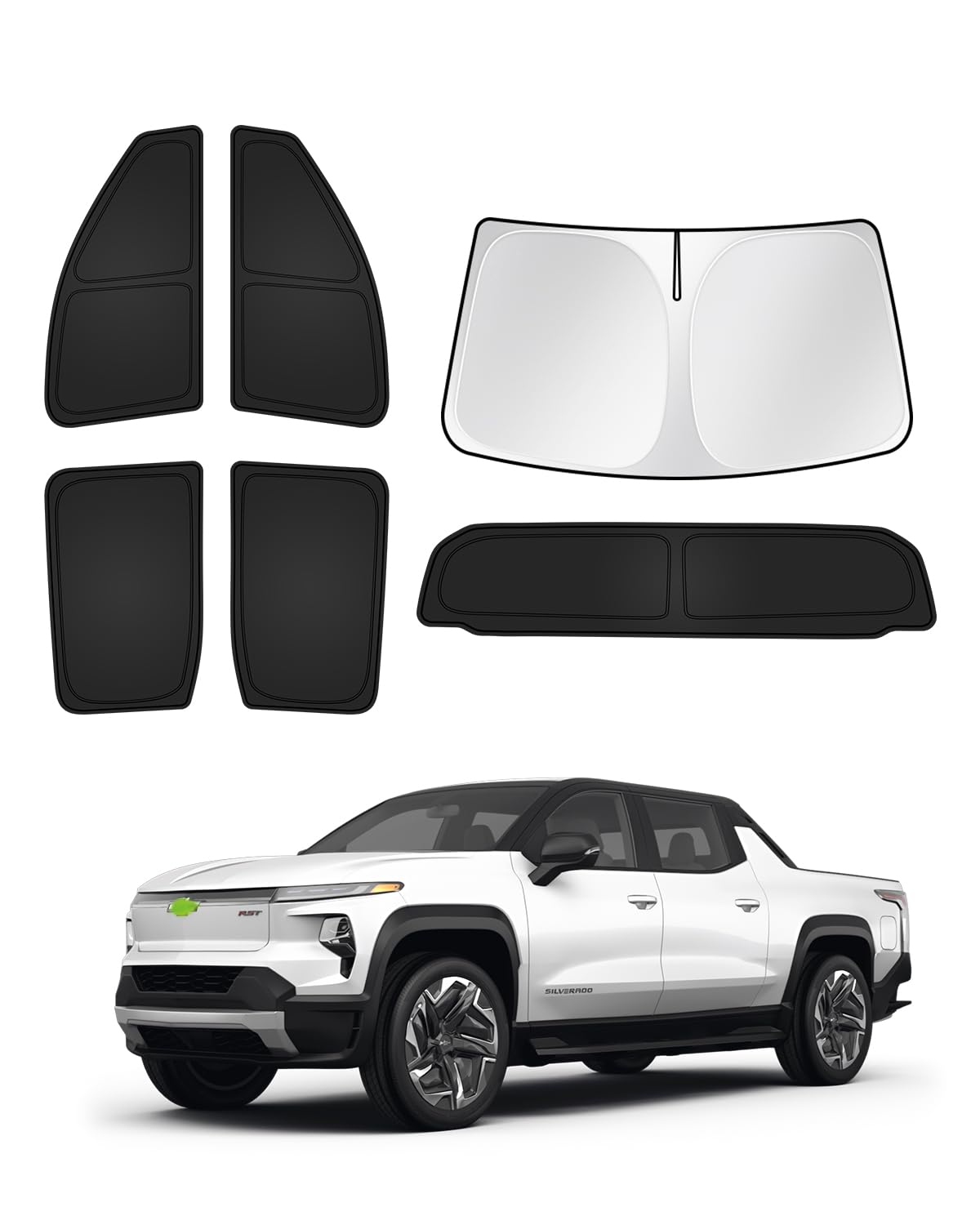Canvcle Sunshades For Chevrolet/Chevy Silverado Ev 2024 2025 Accessories Windshield Sun Shade Side Rear Window Shade Cover Sun V