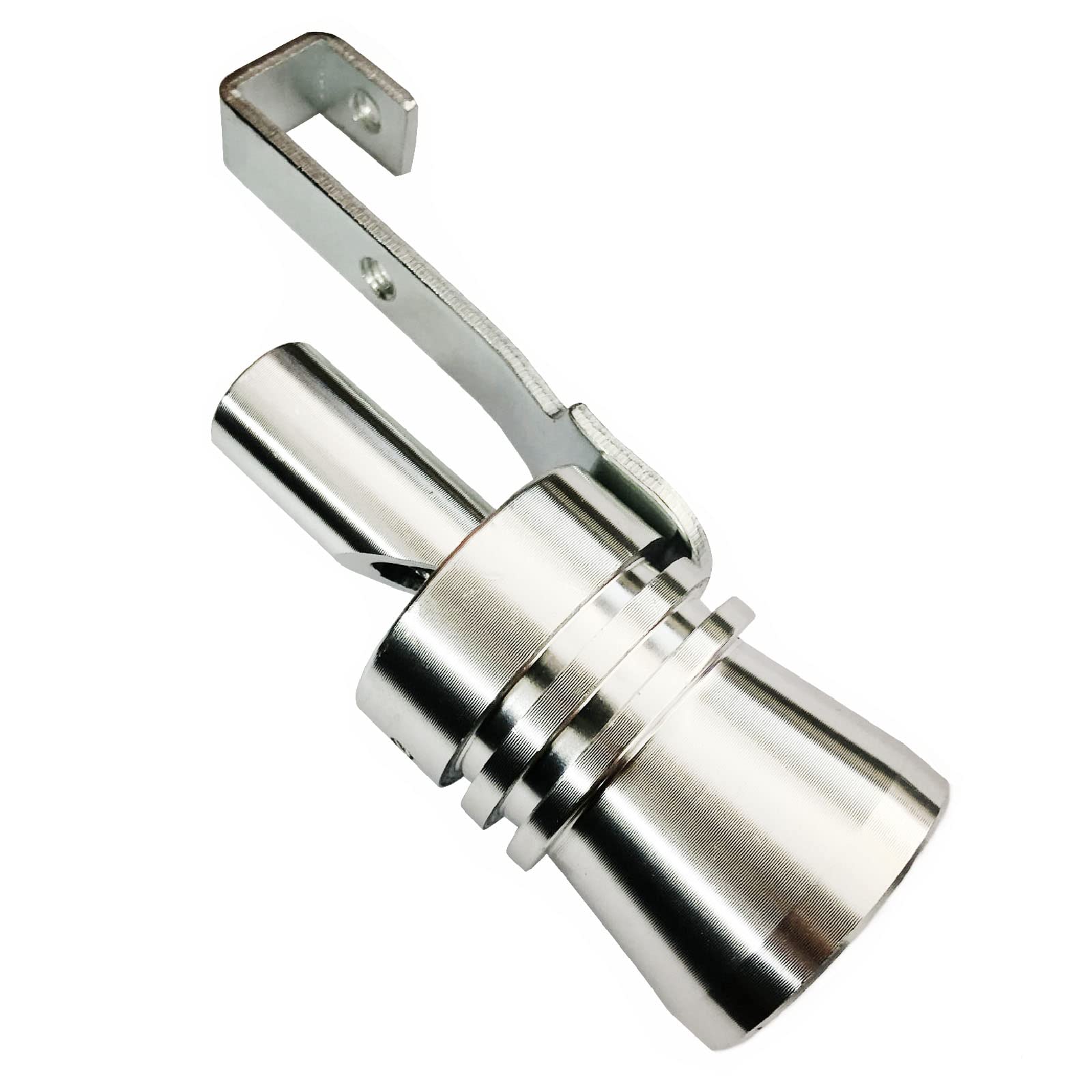 DEVMO 2pcs XL Size Aluminum Alloy Universal Turbo Sound Exhaust Muffler Pipe Whistle Car Roar Maker Silver Tone