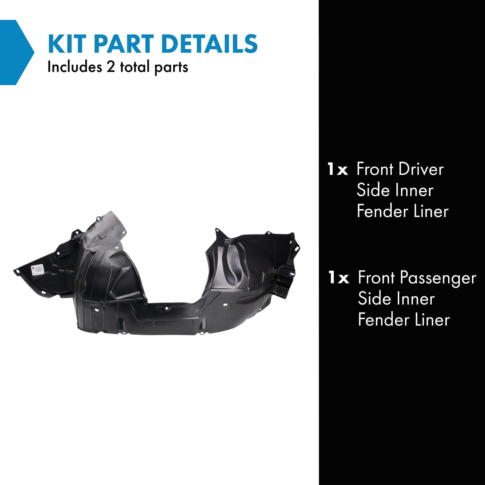 Trq Front Inner Fender Liner Set Compatible With 2007-2012 Nissan Versa Ni1248114 Ni1249114