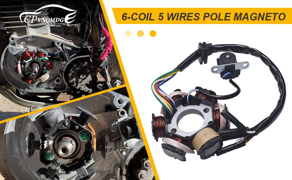 6-Coil 5 Wires Pole Magneto Flywheel Stator For 50Cc 90Cc 110Cc 125Cc Pit Quad Dirt Bike Atv Buggy