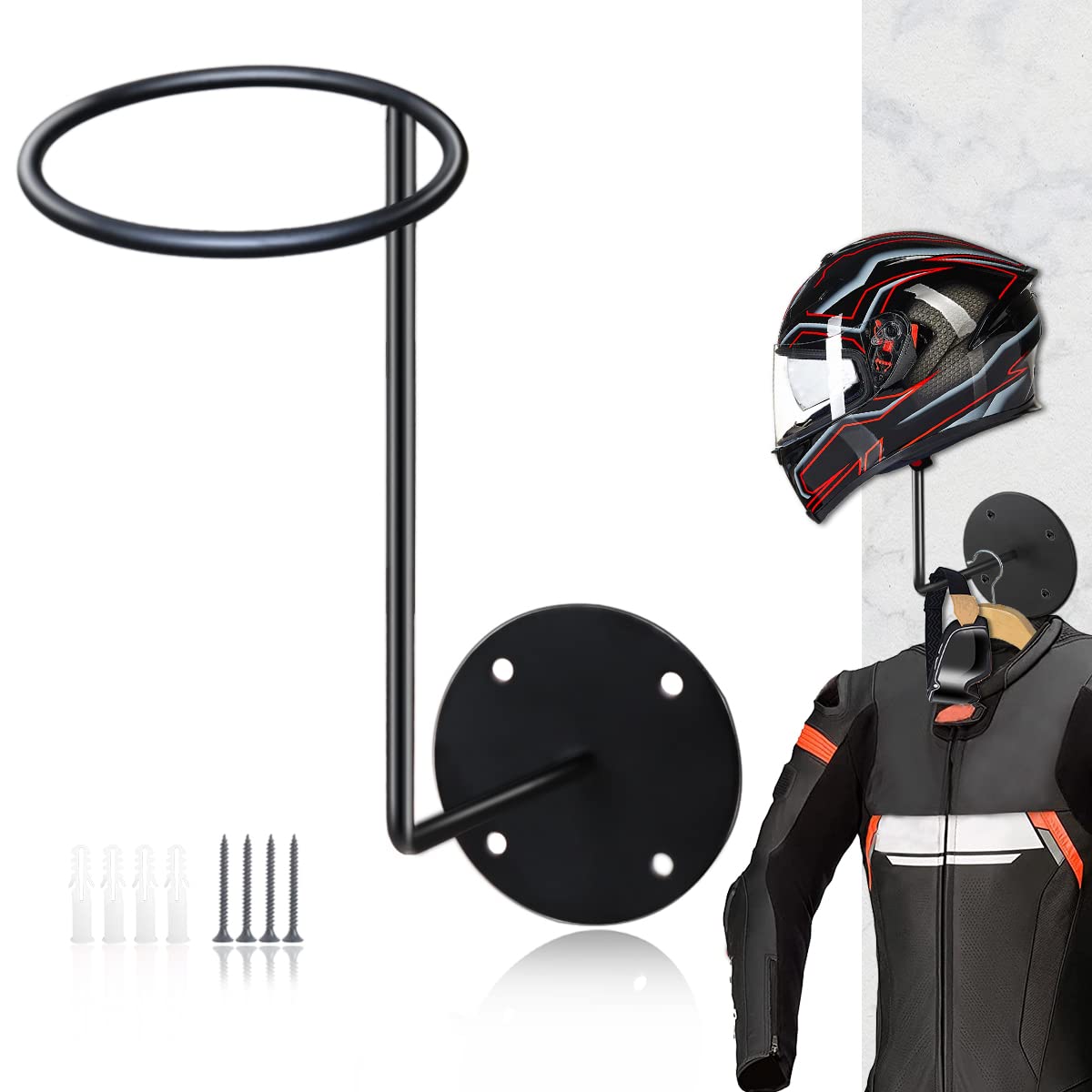 Hainanstry Motorcycle Accessories, Helmet Holder Helmet Hanger Rack Wall Mounted Hook For Coats, Hats, Caps - Upgraded