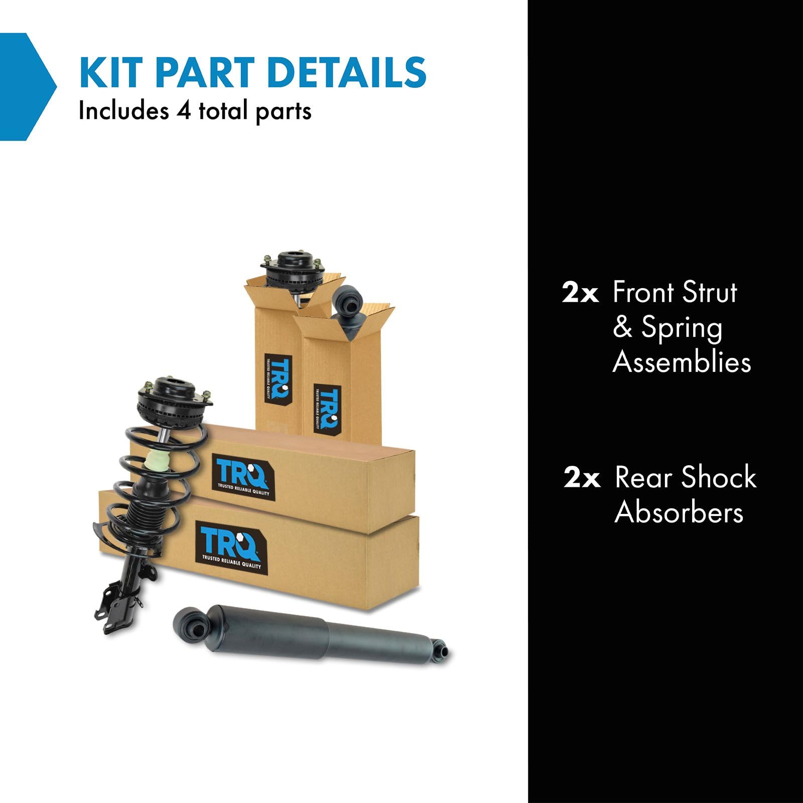 Trq Front And Rear Complete Strut Assembly & Shock Absorber Kit Complete Strut & Coil Spring Assembly Compatible With 2008-2016