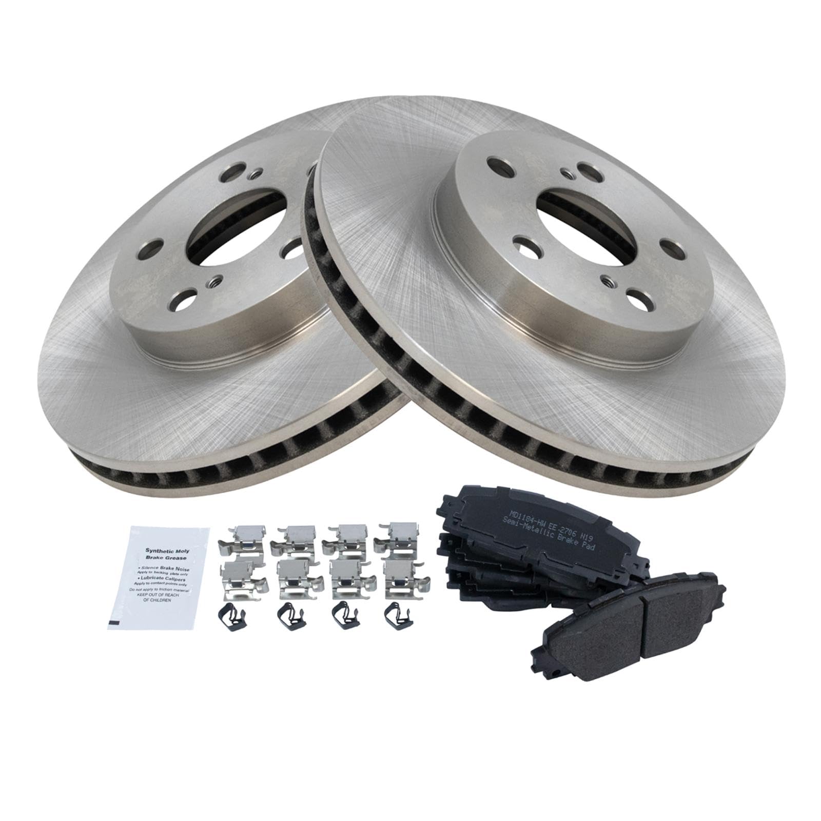 Trq Front Brake Pad & Rotor Kit Semi-Metallic Compatible With 2011-2017 Lexus Ct200H 2010-2015 Toyota Prius 2012-2015 Prius Plug