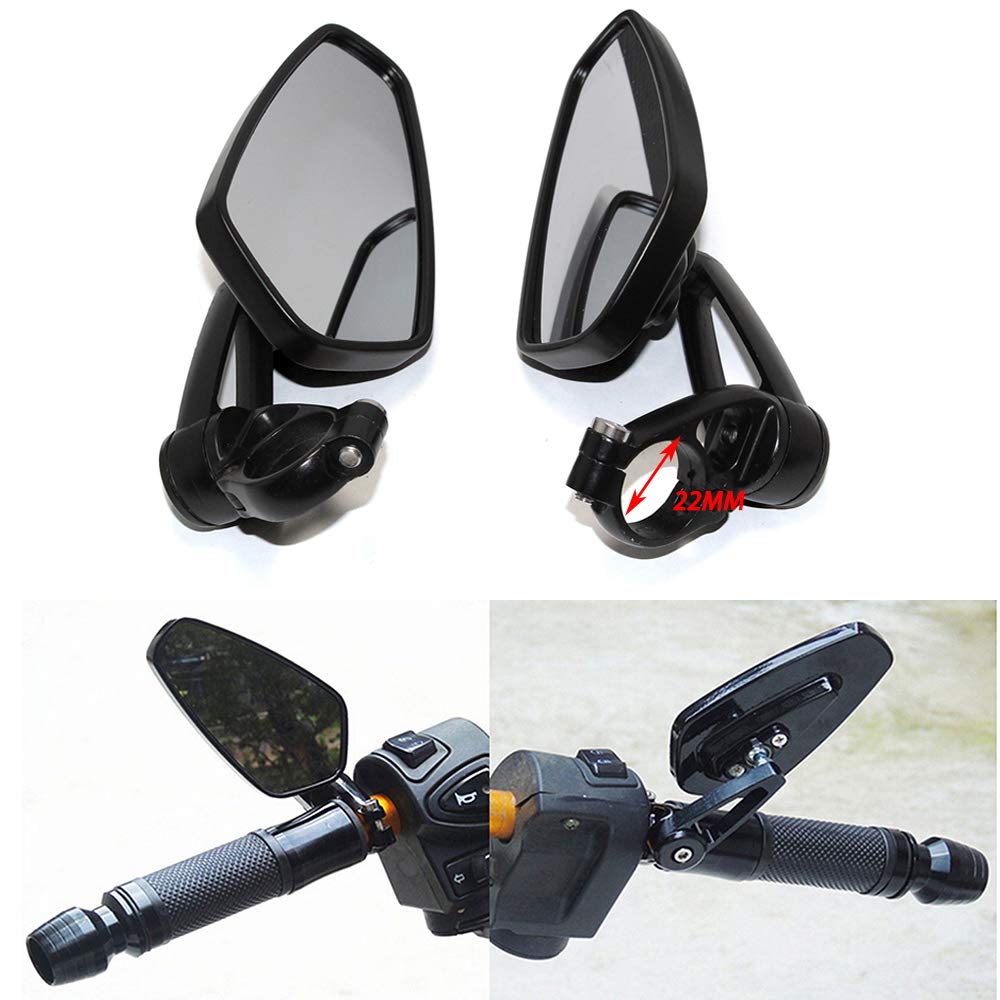 Rich Choices Black 22mm 7/8 Bar End Rear View Mirrors for GROM, MSX125, CB500F, Z125 Pro, Z650, Z750, Z800,