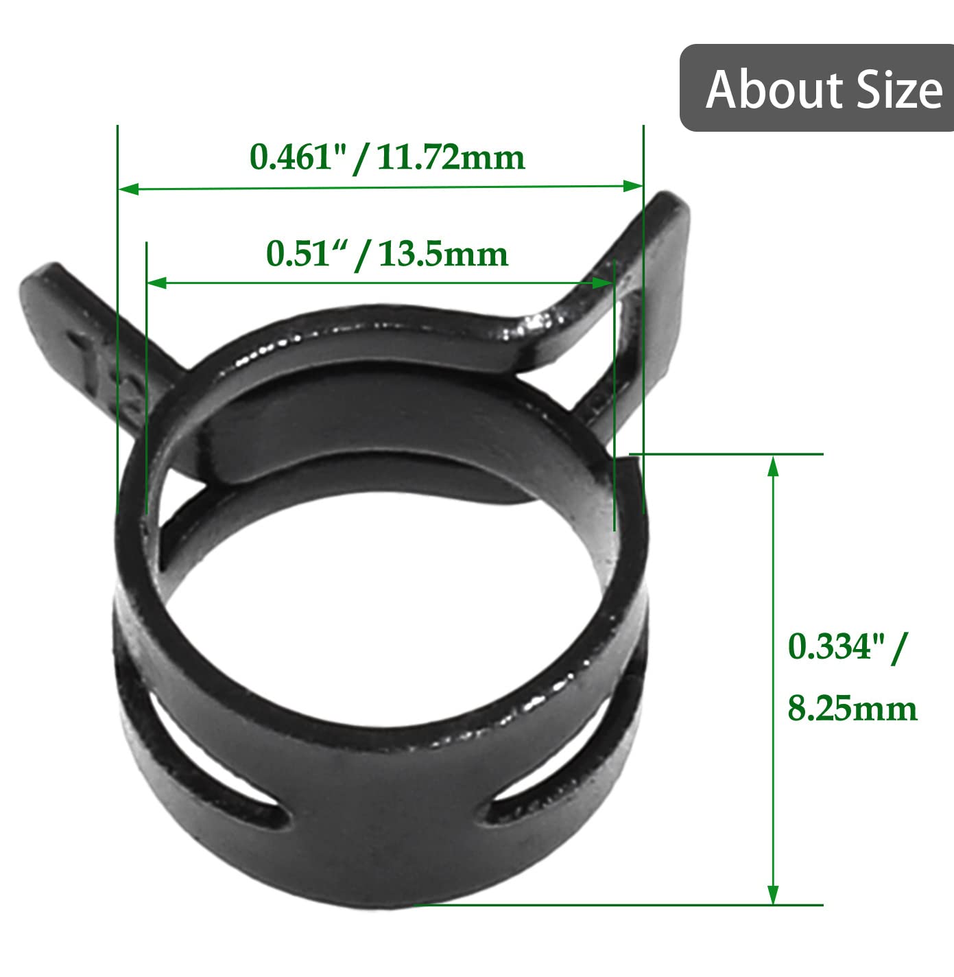 Rierdge 40Pcs 1/2'' Id Spring Band Type Clamps, Fuel Hose Clamps Fasteners, Black Spring Hose Clip For Fuel Hose Line Water Pipe