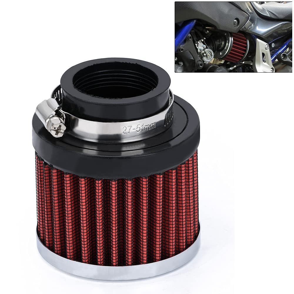 Ptnhz Universal Red Neck 1.5'' 38Mm Car High Flow Cold Air Intake Air Filter Power Intake Air Inlet System Air Cleaner