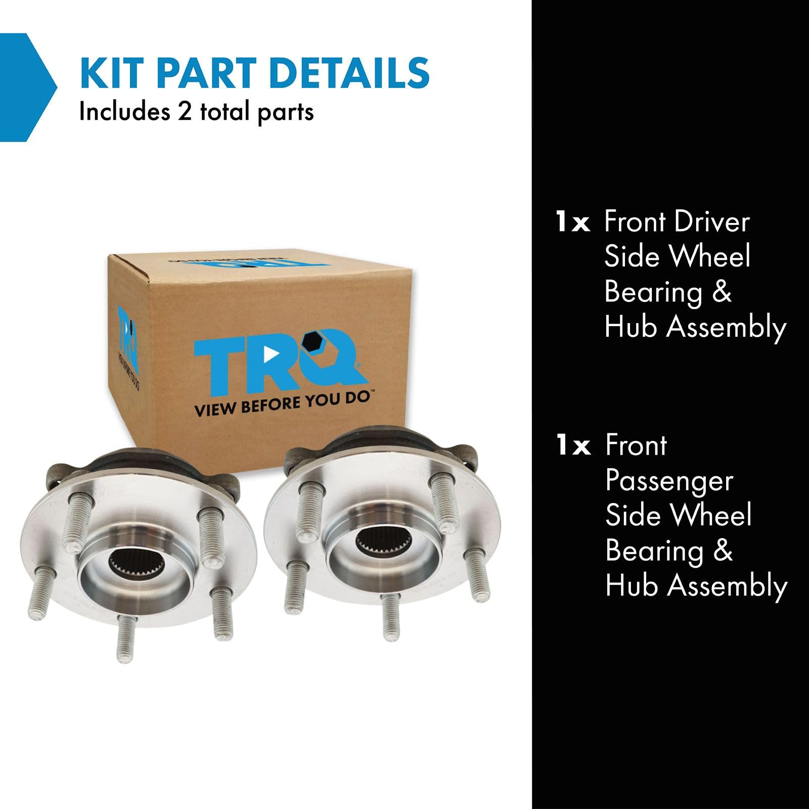 Trq Front Wheel Hub Bearings Assembly Set Compatible With 2014-2019 Mazda 6 2013-2022 Cx-5