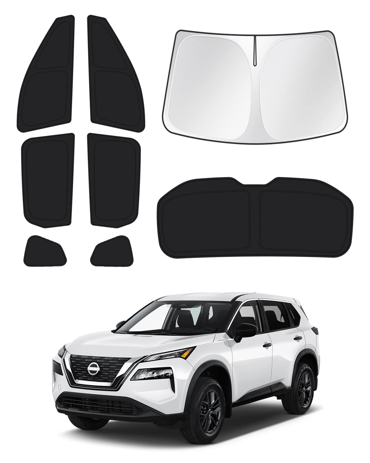 Canvcle Sunshades For 2021-2024 2025 Nissan Rogue (Not For Nissan Rogue Sport) Accessories Windshield Sunshade Side Rear Windows