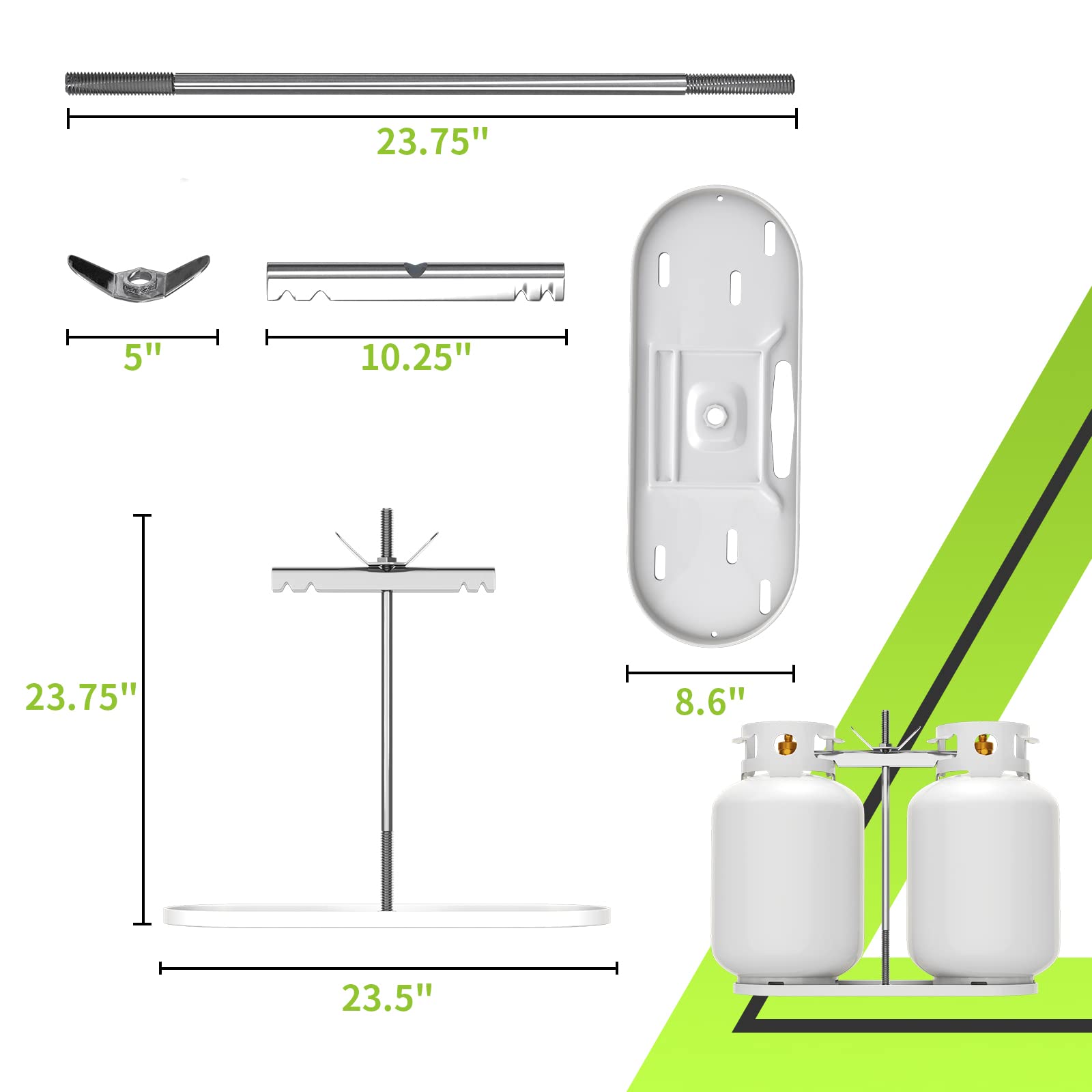 Rvmate Rv Dual Propane Tank Mounting Rack For 30 Lbs Tanks, For Travel Trailer Hitch Frame