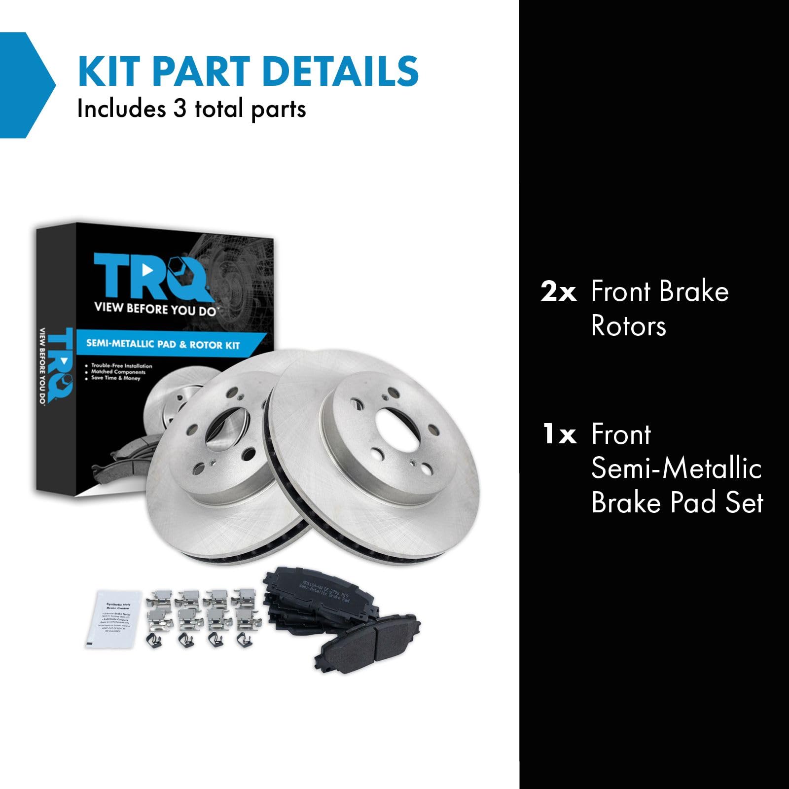 Trq Front Brake Pad & Rotor Kit Brake Pads Brake Rotor Semi-Metallic Compatible With 2020-2021 Toyota Corolla 2016-2021 Prius 20
