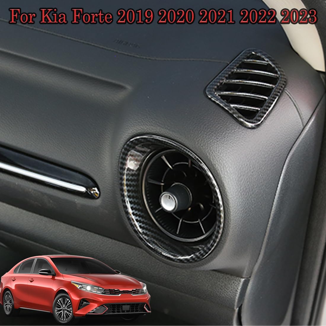 Muxee For Kia Forte 2019-2024 5Pcs Abs Carbon Fiber Center Contro Airconditioning Vent Frame Dashboard Upper Wind Outlet Cover Trims Stickers Dashboard Left Right Air Vent Outlet Trim