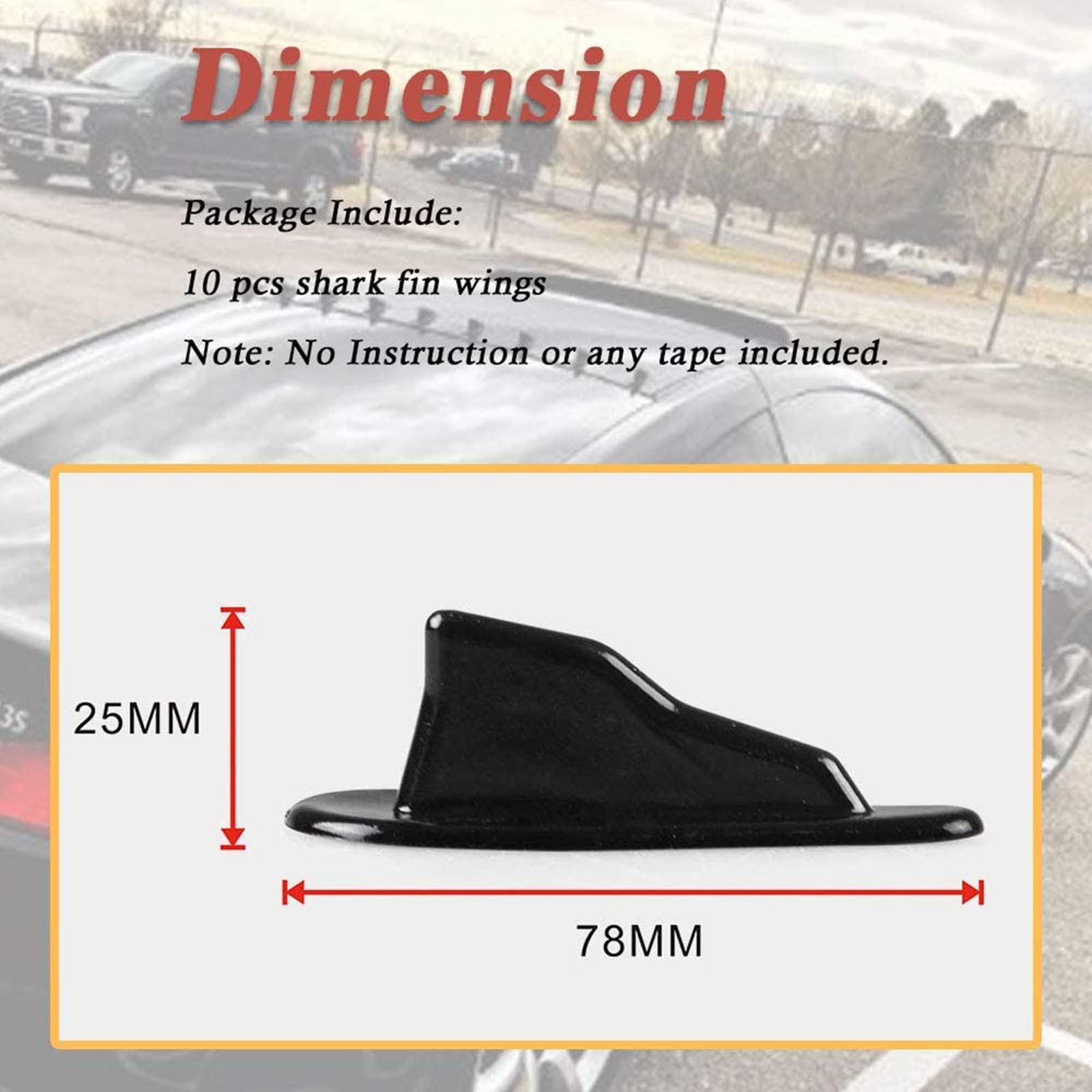 Rulline 10Pcs/Set Diffuser Shark Fin Kit Compatible With Spoiler Roof Wing Air Vortex Generator Black