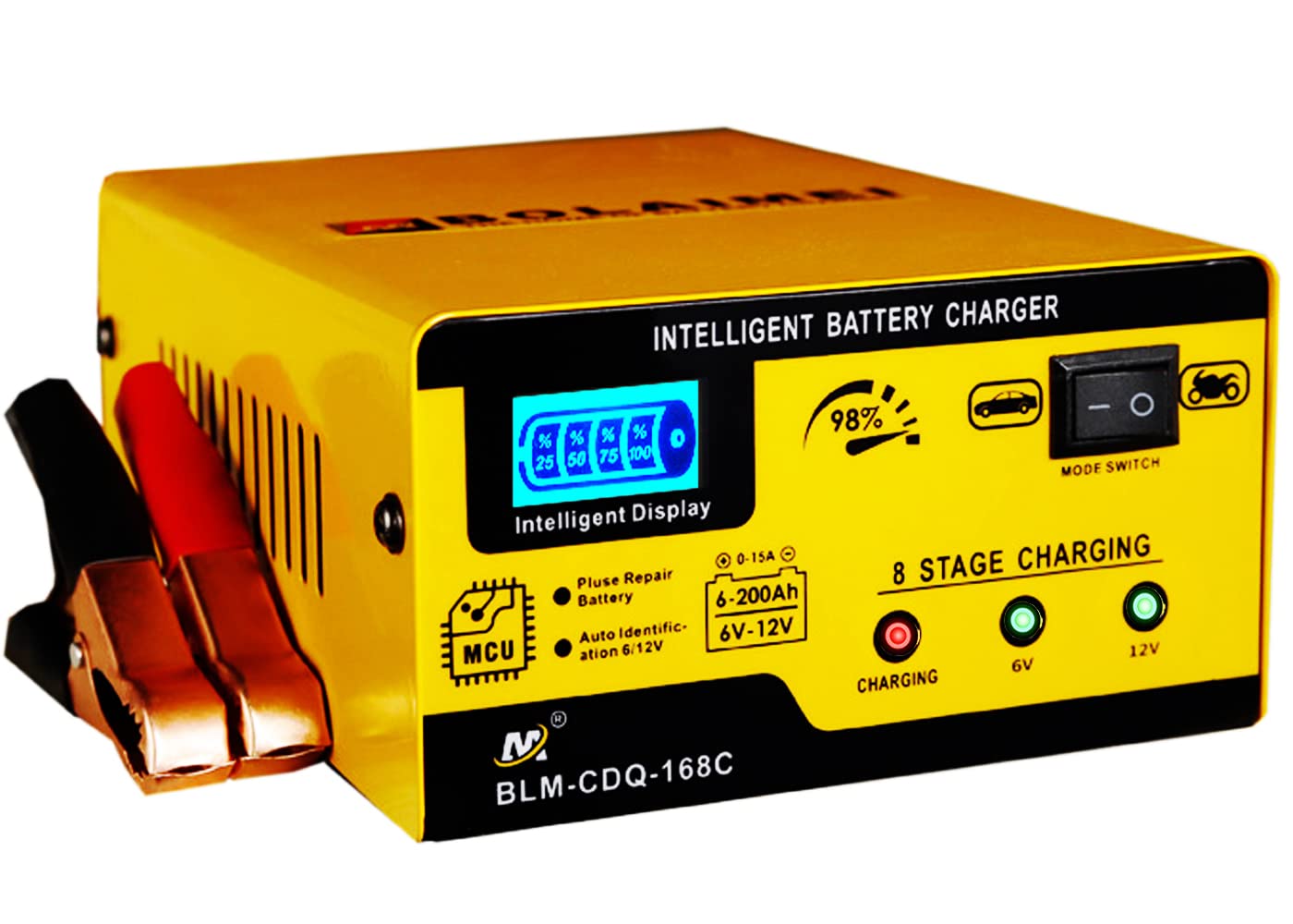 6V and 12V Car Battery Charger, 15A Smart Battery Trickle Charger Maintainer, Pulse Repair Deep Cycle Battery Charger Automotive