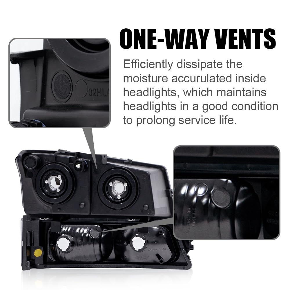 G-Plus Headlights Compatible With Chevy Silverado/Avalanche 1500 2500 2003 2004 2005 2006 Bumper Headlamp, Clear Lens Chrome Hou