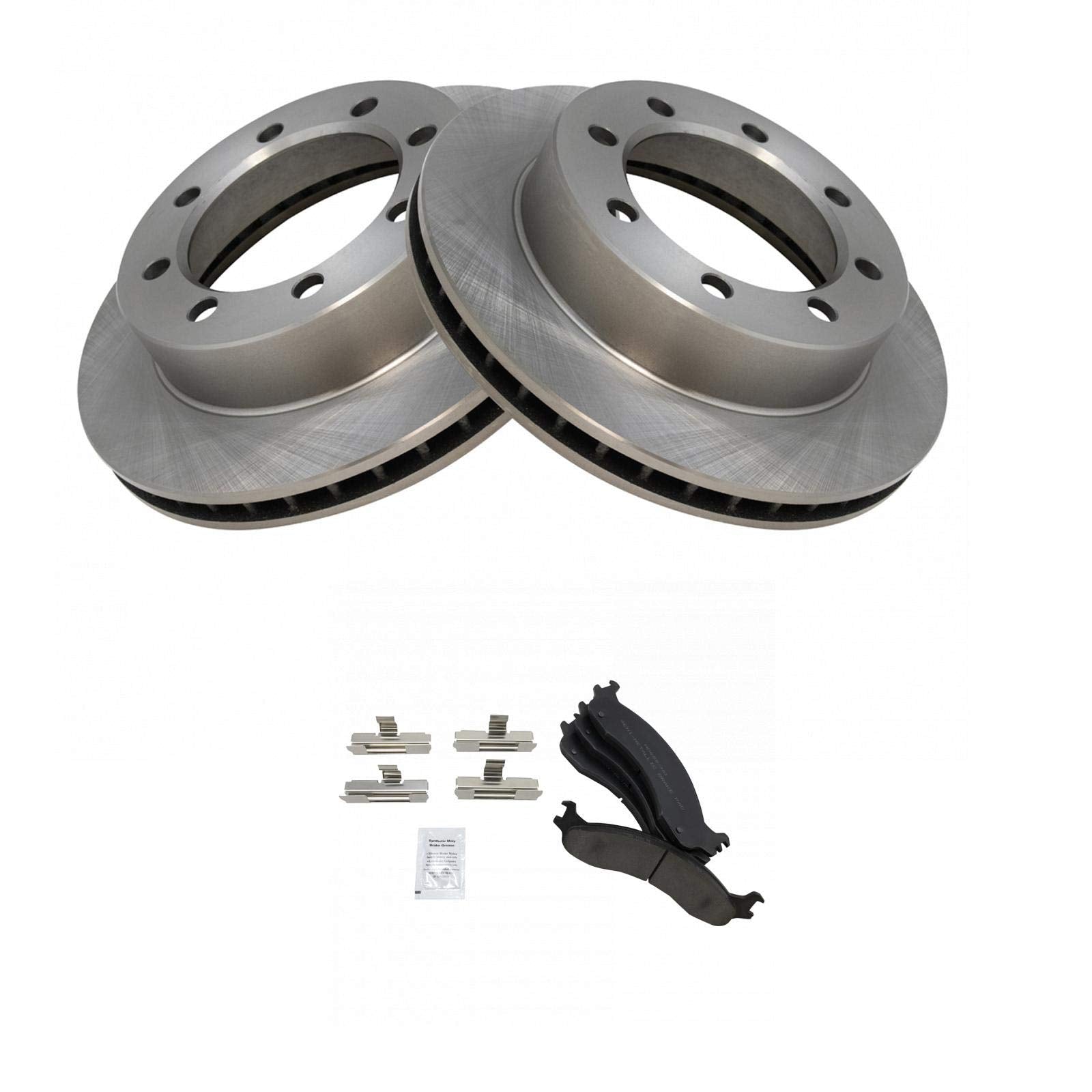 Trq Front Brake Pad & Rotor Kit Brake Pads Brake Rotor Semi-Metallic Compatible With 1995-1997 Ford F-250 F-350