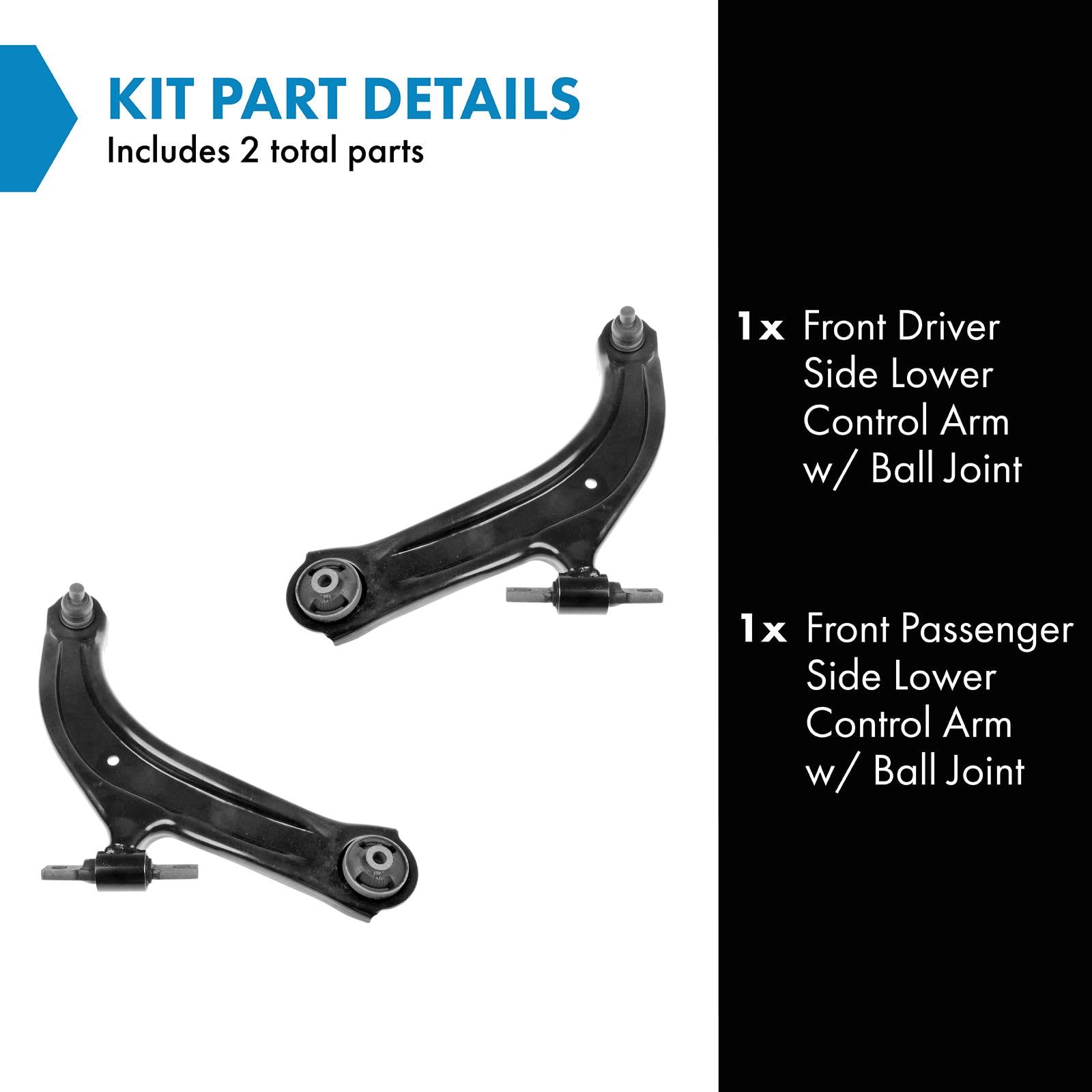 Trq Front Lower Control Arm With Ball Joint Set Compatible With 2007-2012 Nissan Sentra