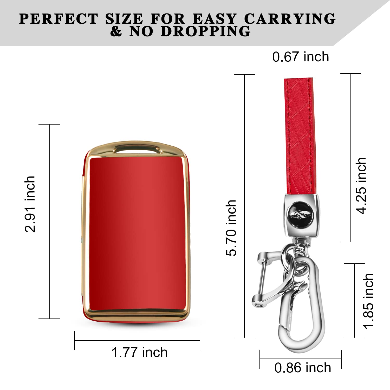 Qbuc For Mazda Key Fob Cover Case With Leather Keychain For 2019-2023 Mazda 3, Mazda 6, Mazda 3 Hatchback, 2020-2023 Mazda Cx-5, Cx-9, Cx-30 (2/3/4 Buttons) (Red)