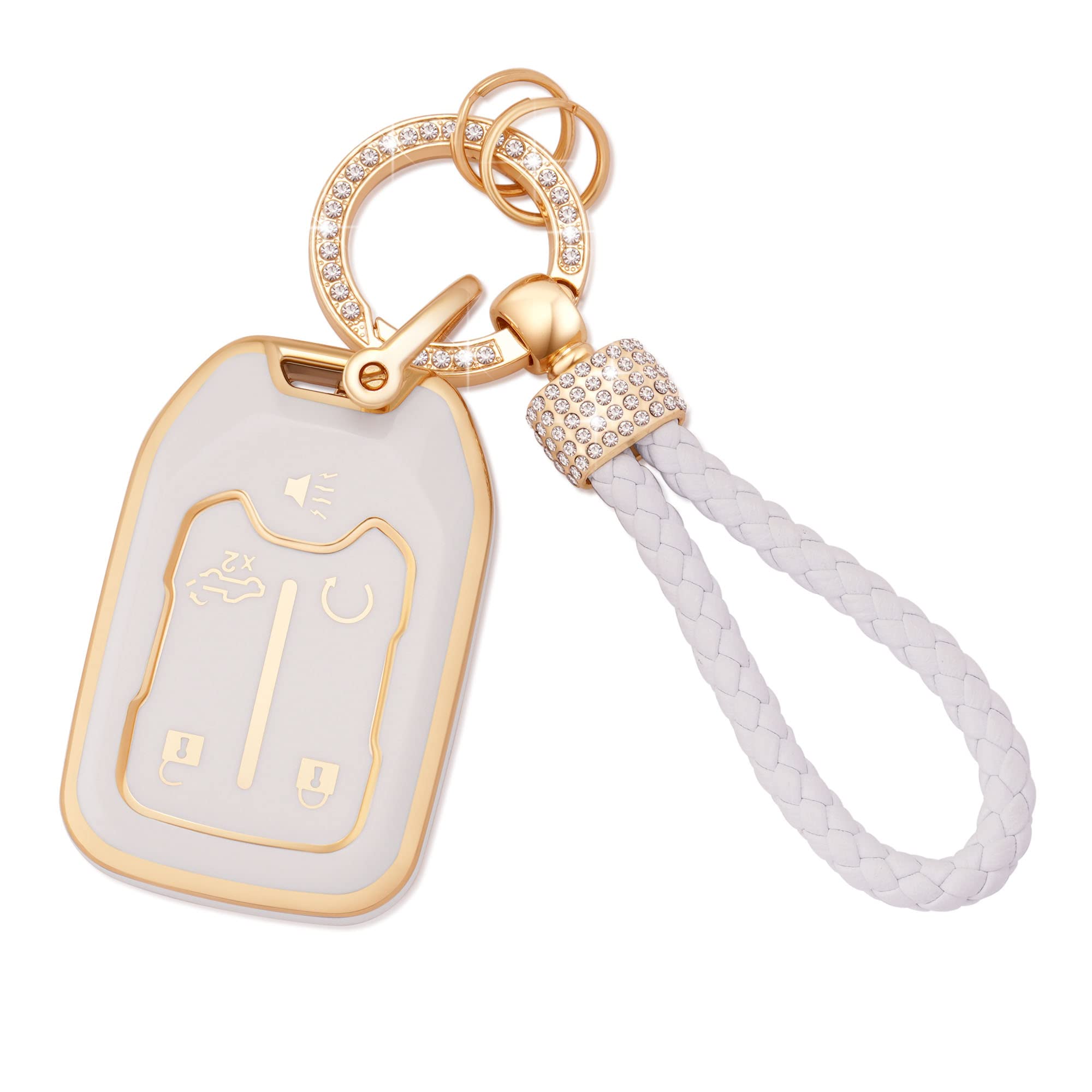 Ekala For Chevy Gmc Key Fob Cover With Keychain Lanyard, 5 Buttons Soft Tpu Keys Shells Compatible With 2019 2020 2021 2022 2023 Chevy Silverado Tahoe Suburban Gmc Sierra Acadia Terrain(Gmcc-5)