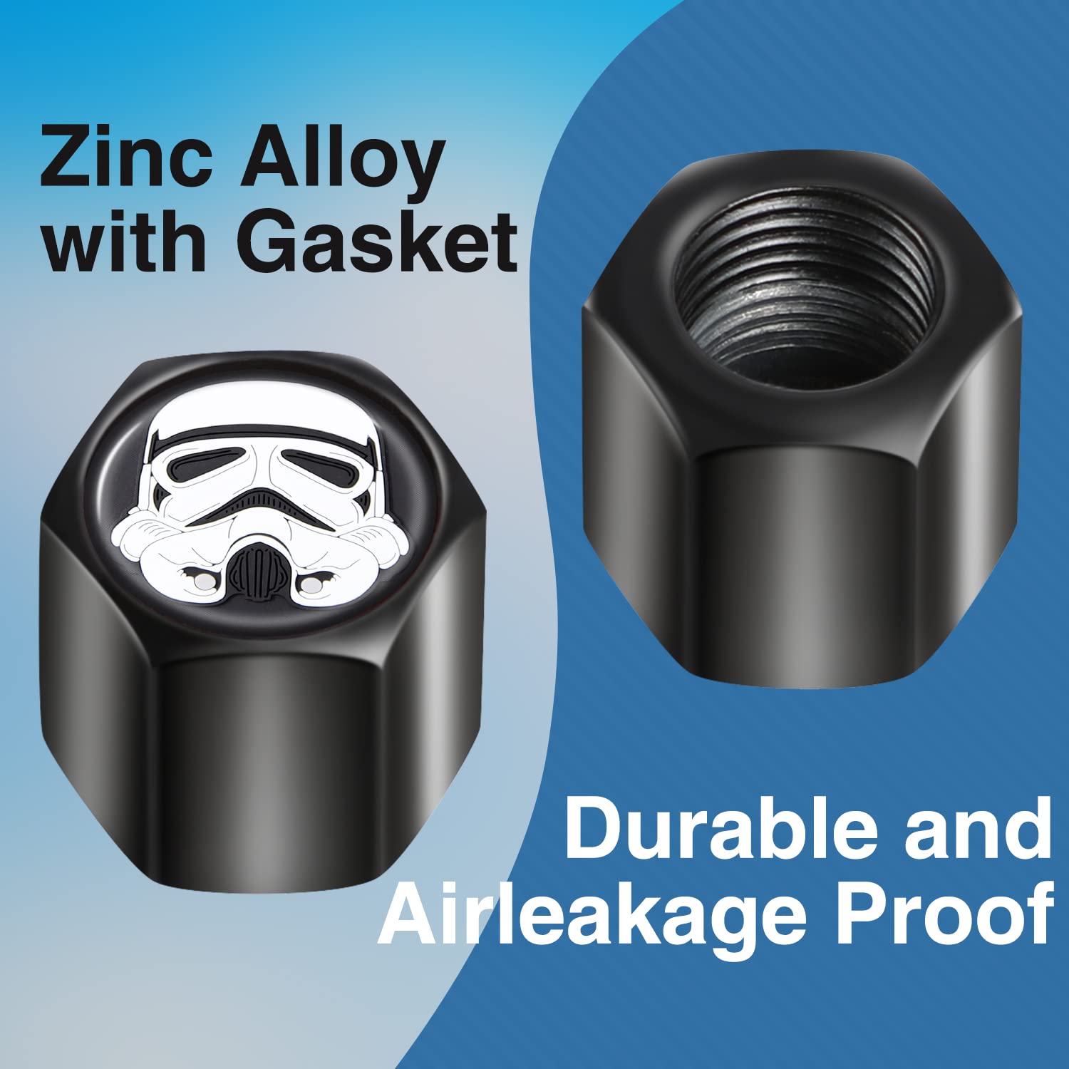 Akkya Tire Valve Stem Caps Cover For Car Bike Bicycle Motorcycles Tractors Mountain Bikes Trucks Cool Character Black Metal Chro