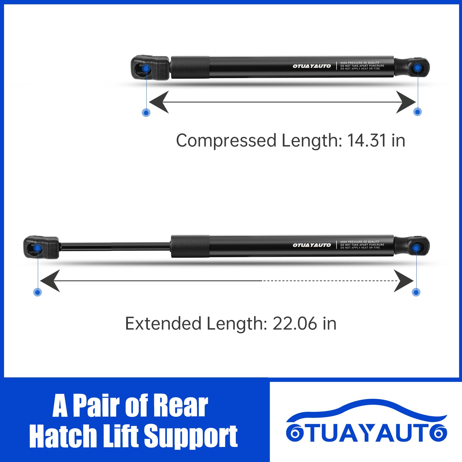 Otuayauto Premium Rear Hatch Tailgate Lift Supports Shock Struts Gas Spring Replacement For Ford Edge 2007-2014 Sport Utility Se