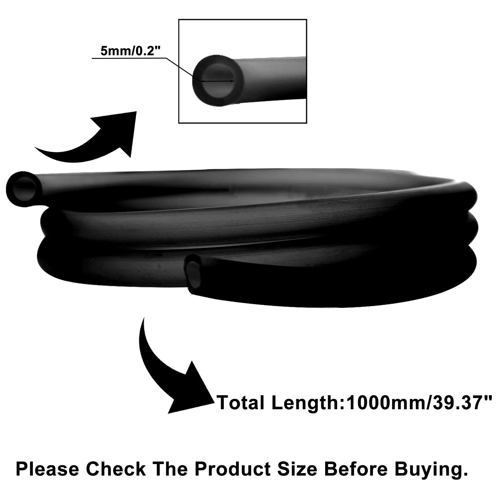 New Olym 0.2''x39''(5mm x 1m) Universal Fuel Vent Line Hose Petrol Gas Oil Tube Pipe Repleacment for ATV Dirt Bike Go Kart Moped