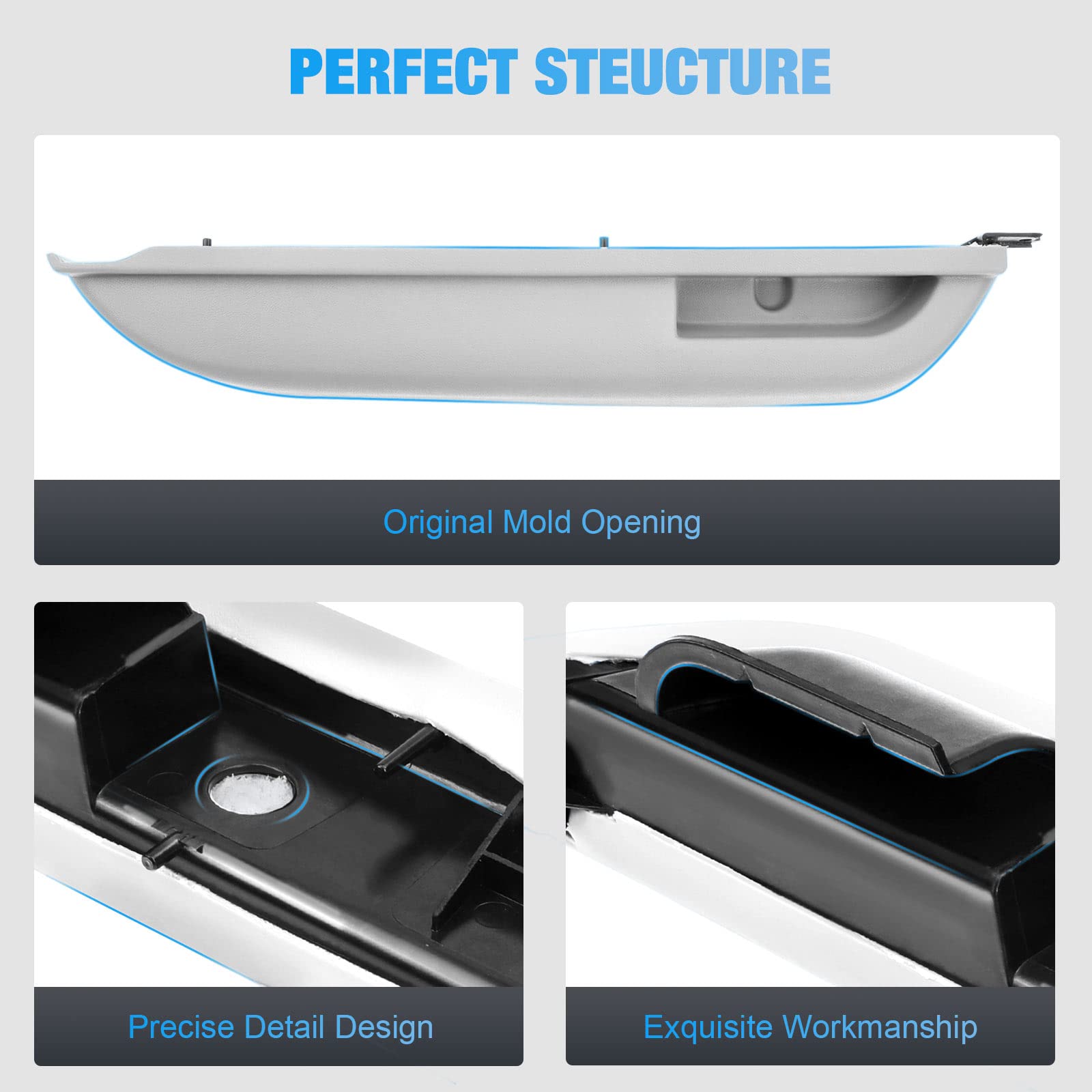 A-Premium Gray Door Armrest Compatible with Chevrolet & GMC Vehicles - C1500/C2500/C3500/K1500/K2500/K3500 1990-1994, Blazer/Yuk