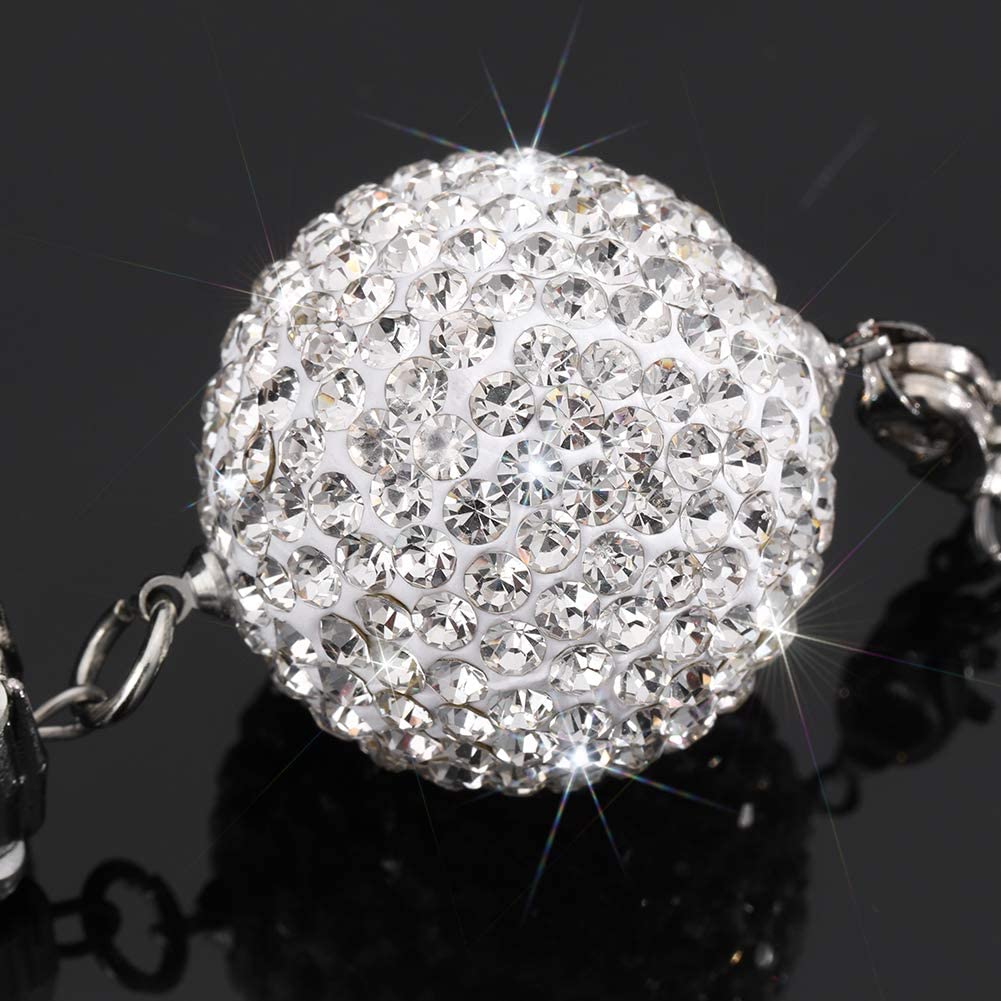 Otostar Bling Crystal Ball And Drops Car Hanging Accessories, Car Rear View Mirror Pendant Charms Interior Sun Catcher Ornament, Bling Car Accessories For Women Girls (White)