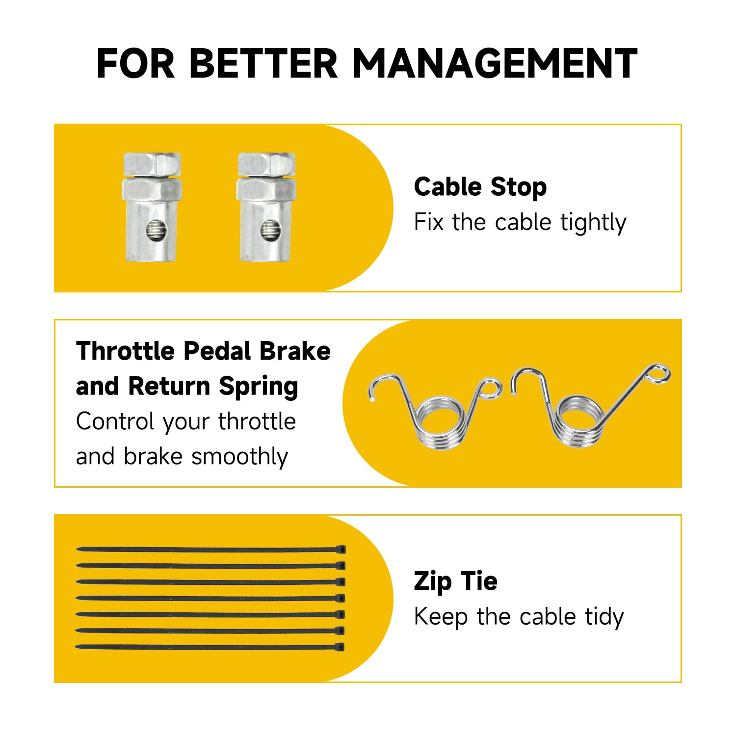 HIAORS 71 Go Kart Throttle Cable Kit for Predator 212, GX160, GX200 Engines - Black (2-Pack) - Ideal for DIY Cart & Drift Trike Parts