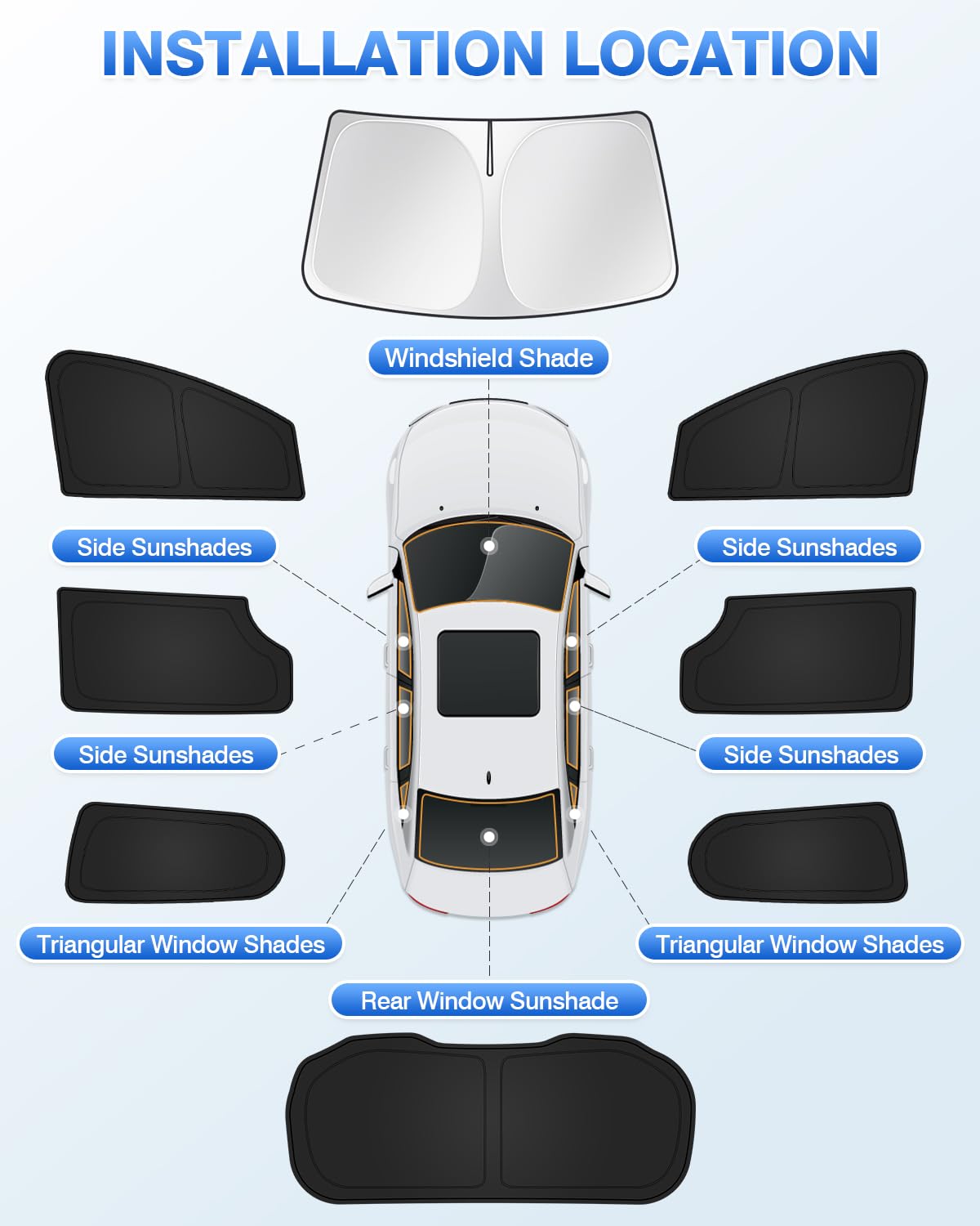 Canvcle Sunshades For Chrysler Pacifica 2017-2024 2025 Accessories Windshield Sun Shade Side Rear Window Shade Cover Sun Visor S
