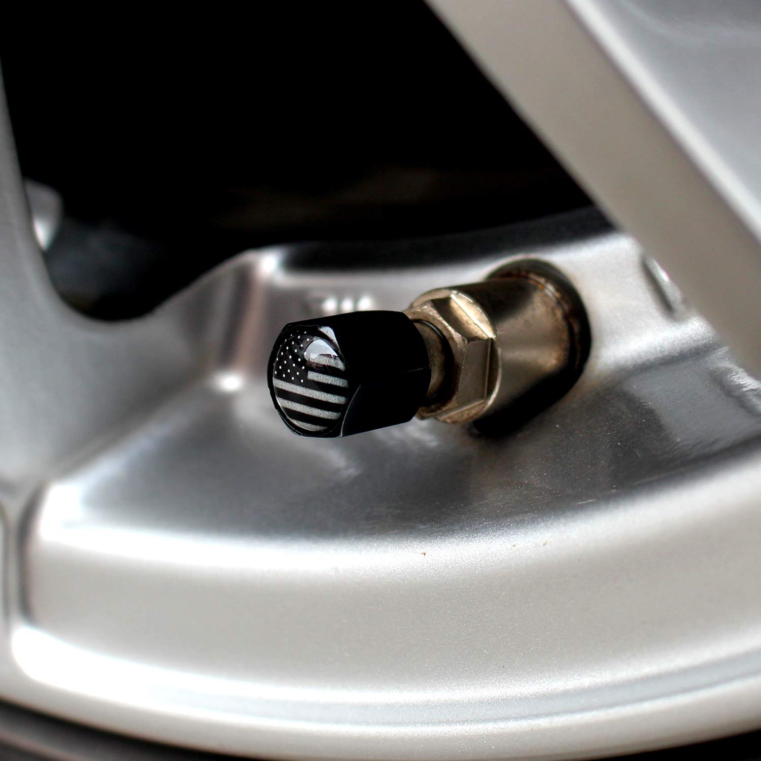 Samikiva American Flag Tire Valve Stem Caps, Usa With O Rubber Ring, Universal Stem Covers For Cars, Suvs, Bike, Bicycle, Trucks