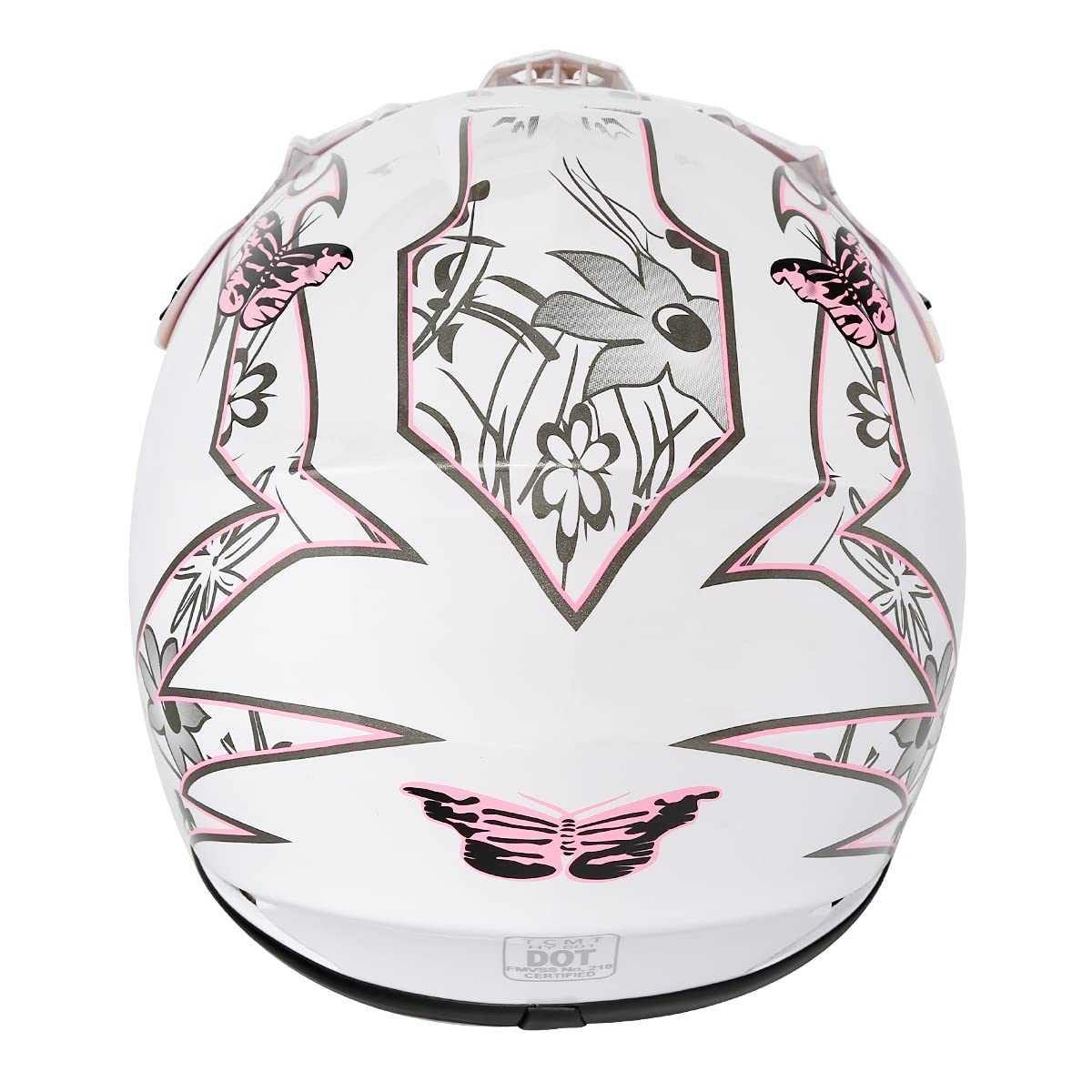 SLMOTO Youth Motorcycle Helmet, Large Pink Butterfly Design, ABS Material, Includes Goggles & Gloves