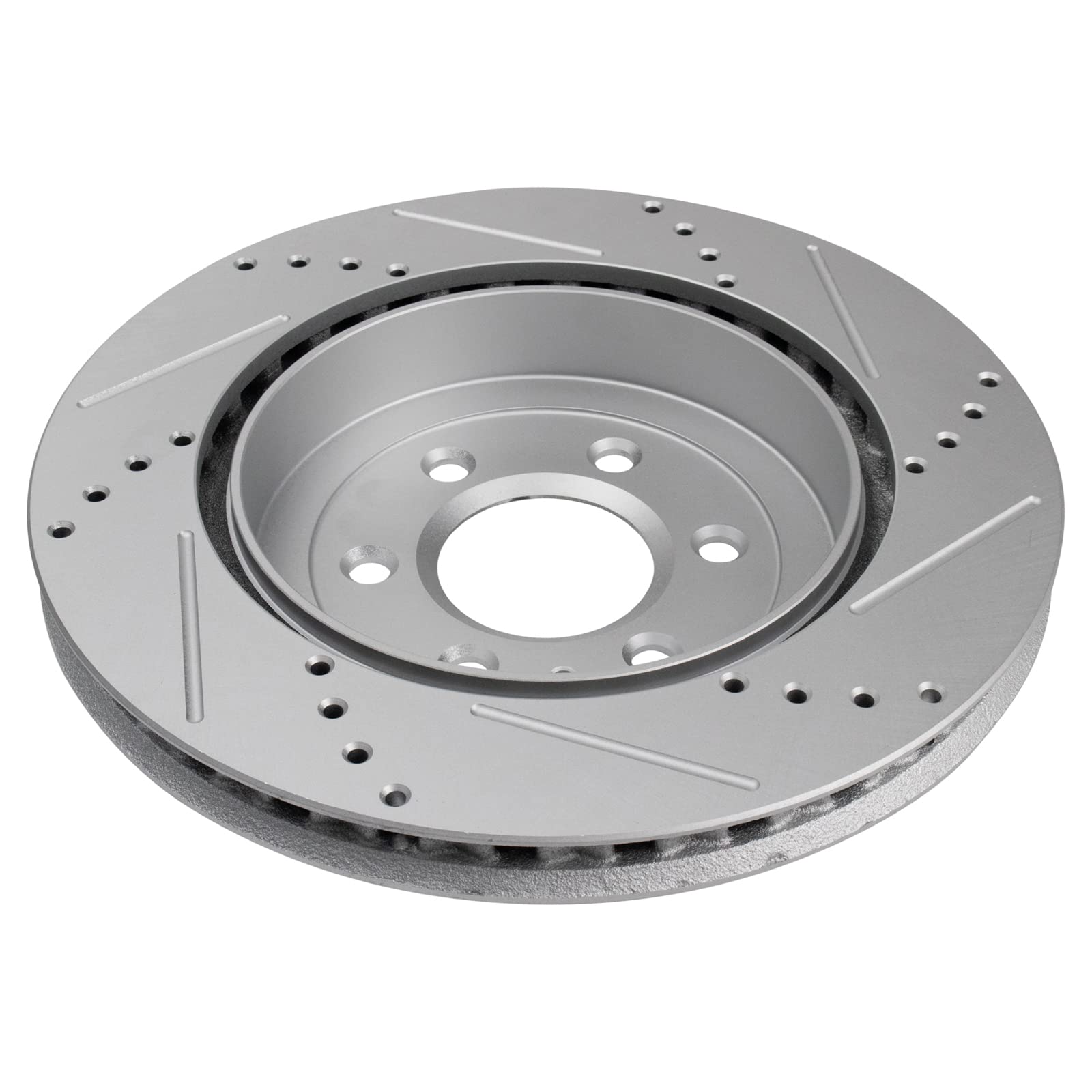 Trq Rear Performance Brake Rotors Set Premium G-Coated Cross Drilled & Slotted Compatible With 2004-2009 Cadillac Srx