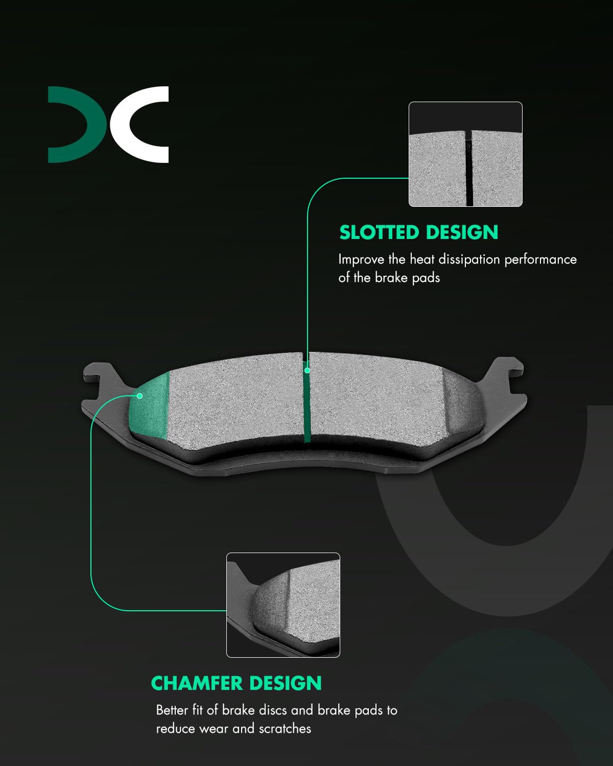 Scitoo Ceramic Rear Brake Pads, 4Pcs Kit, Fit For Chrysler Aspen, Dodge Dakota, Durango, Ram 1500