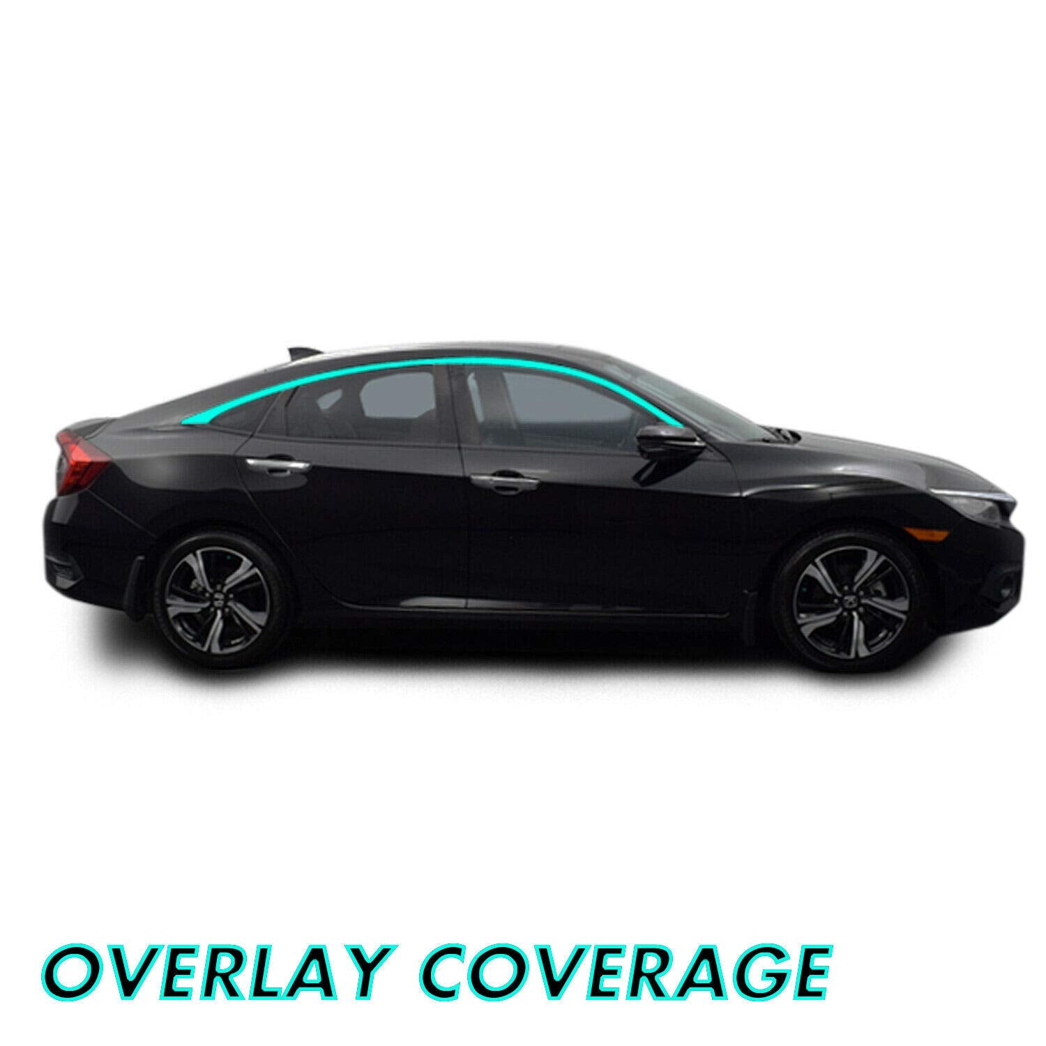 SlickMod Chrome Delete Blackout Vinyl Overlay for 2016-2021 Honda Civic Sedan Window Trim (Gloss Black)