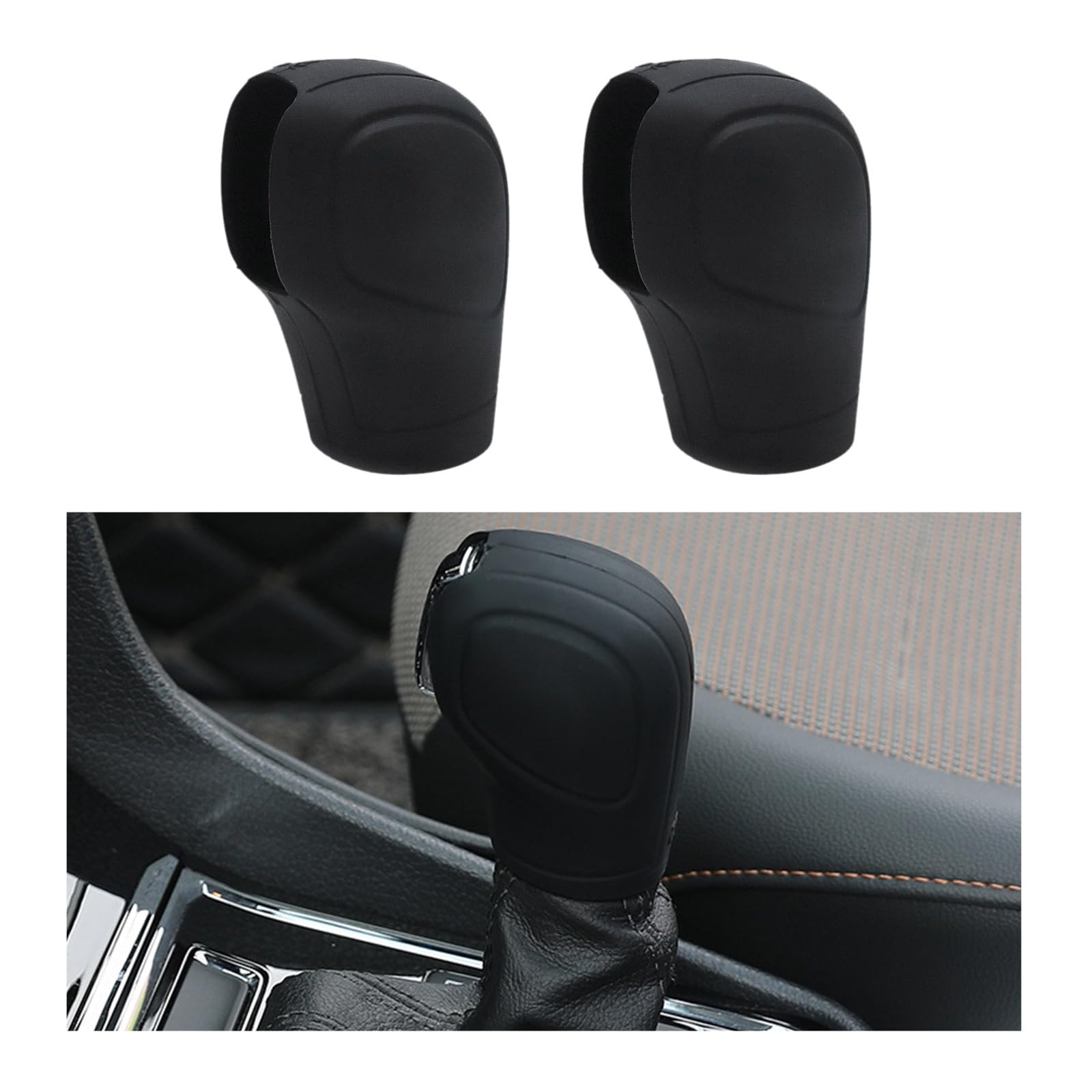 Ziciner 2PCS Car Gear Shift Knob Cover, Elastic Silicone Car Automatic Shift Protect Accessories, Anti-Slip Auto Knob Gear Stick